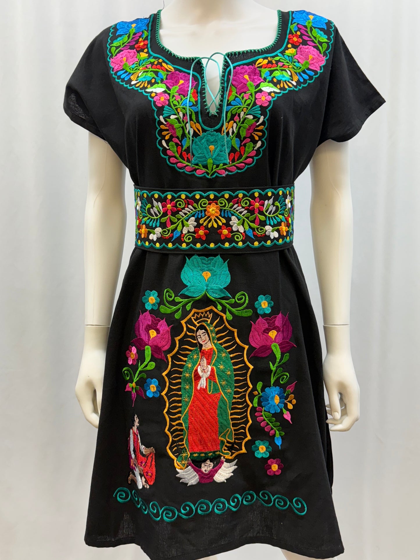 Women's Virgen de Guadalupe Embroidered Dress