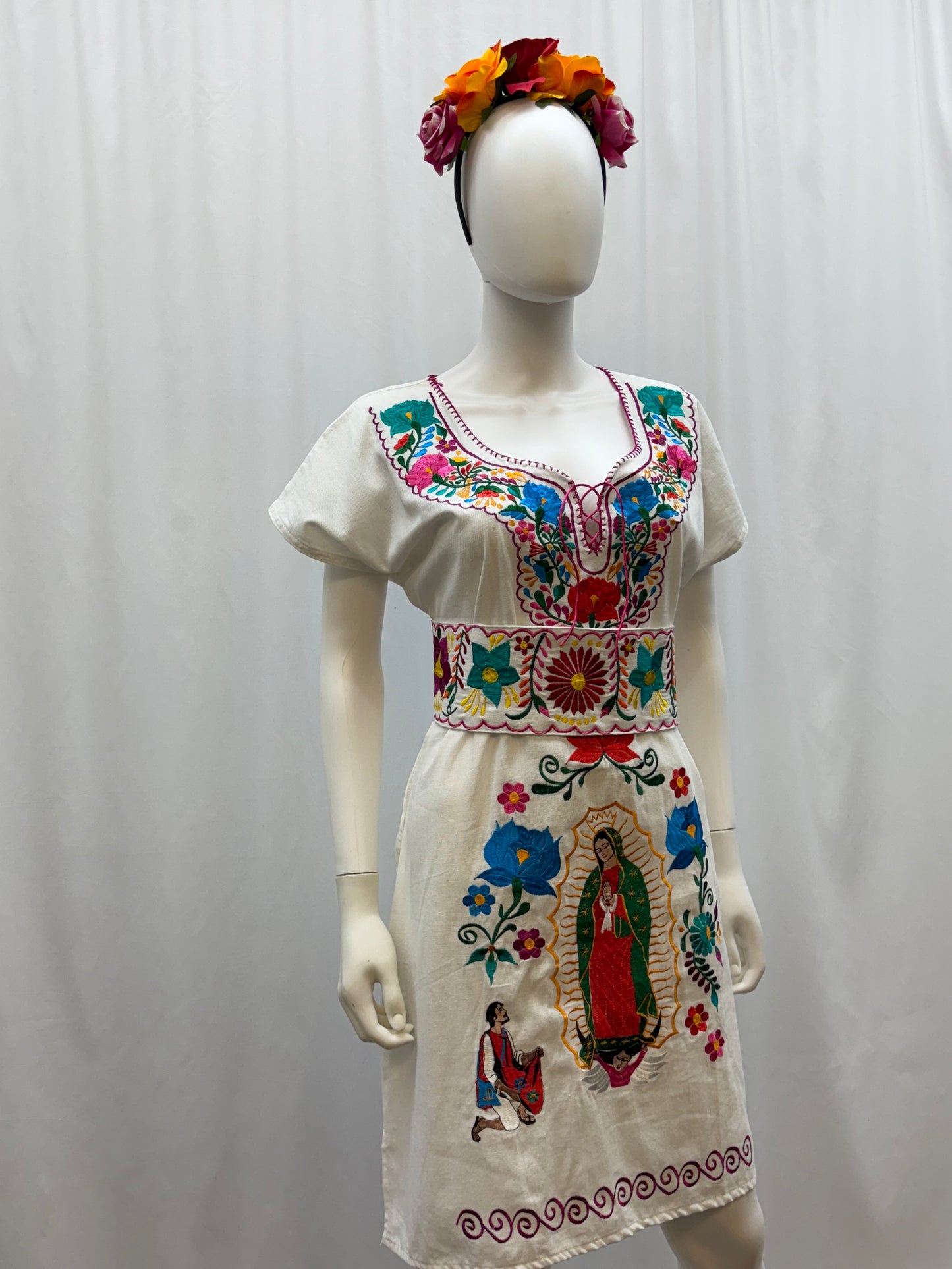 Women's Virgen de Guadalupe Embroidered Dress