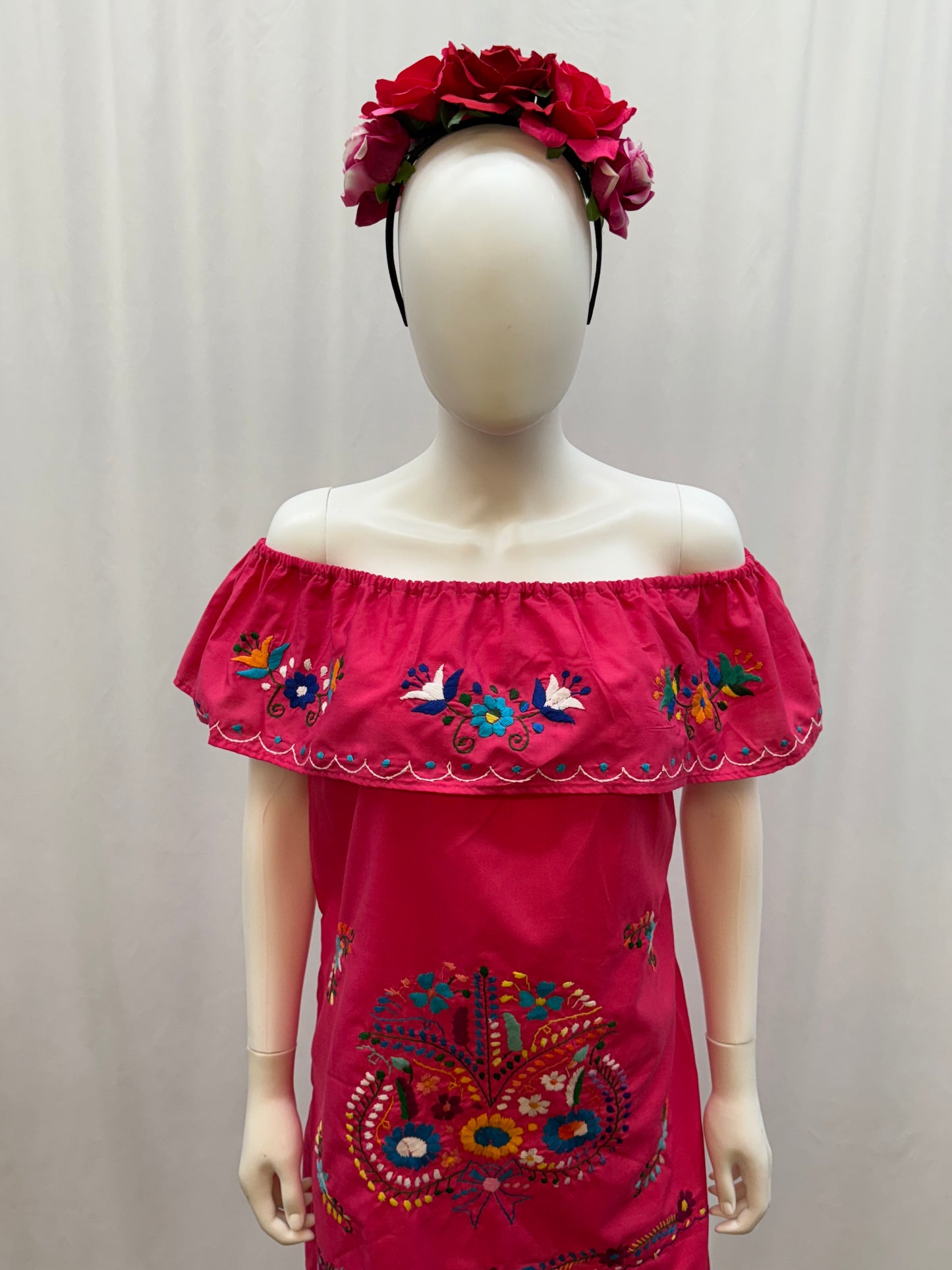 Women's Mexican Embroidered Floral Dress