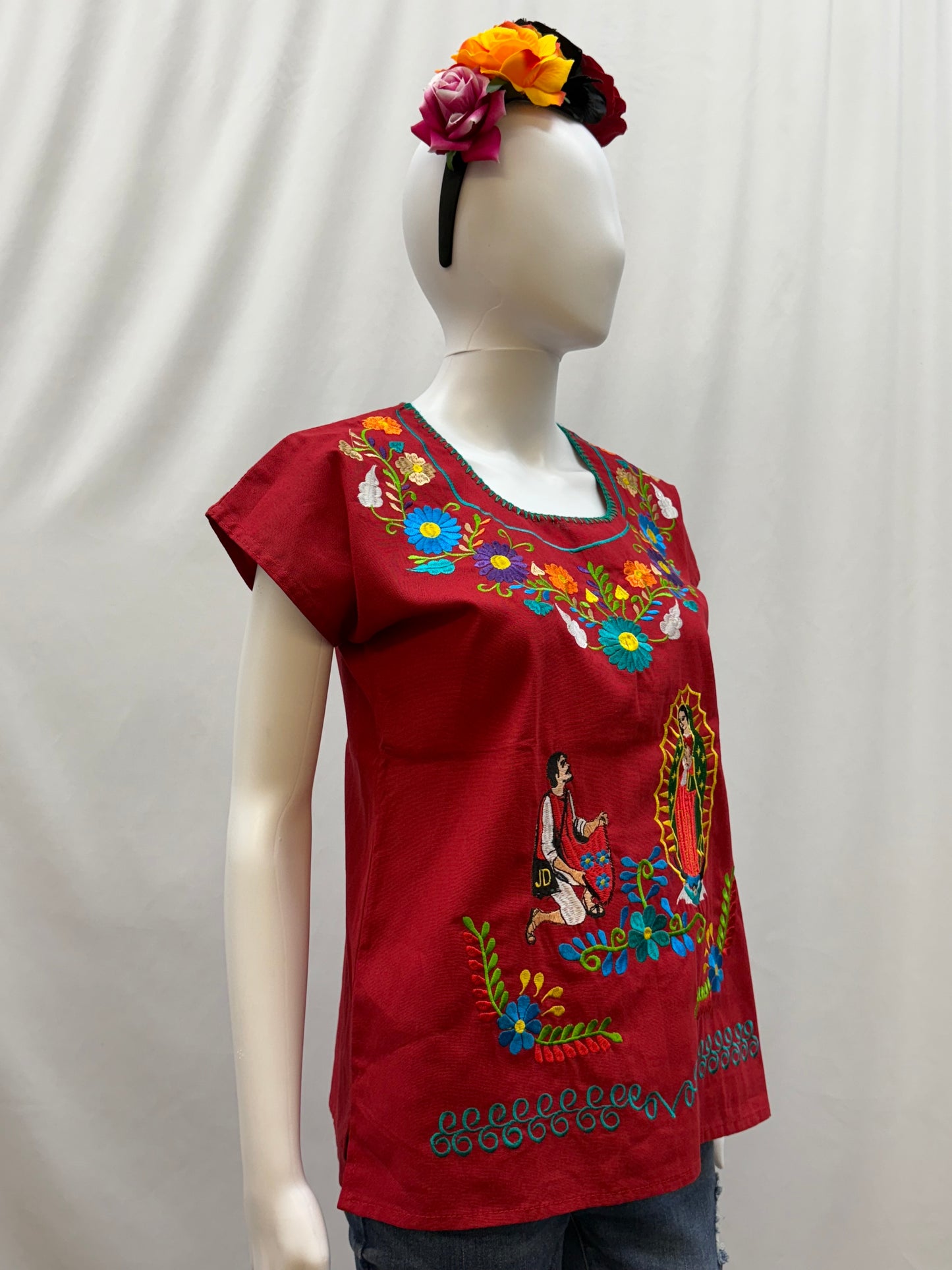 Women's Virgen de Guadalupe Embroidered Blouse