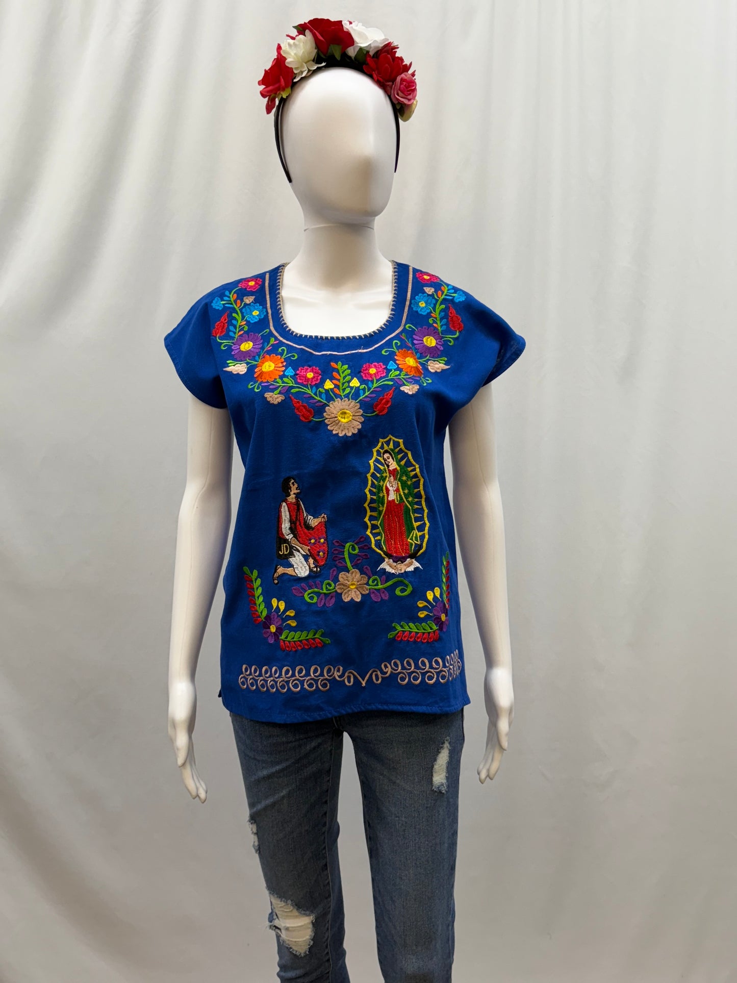 Women's Virgen of Guadalupe Embroidered Blouse