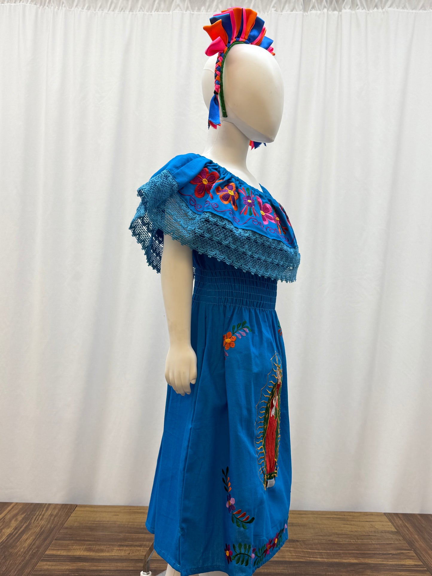 Girl's Virgen de Guadalupe Embroidered Dress