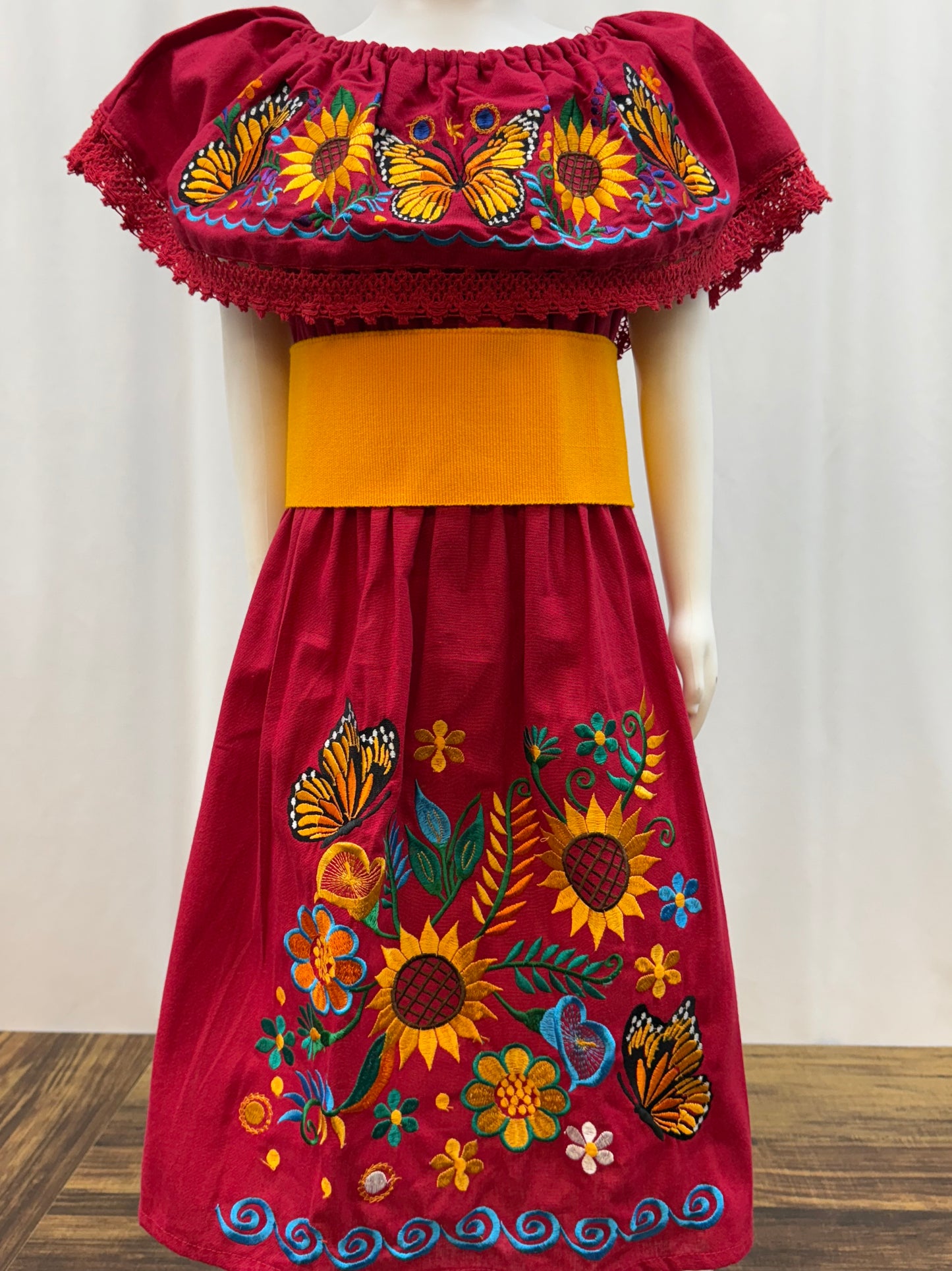 Girl's Sunflower Embroidered Dress