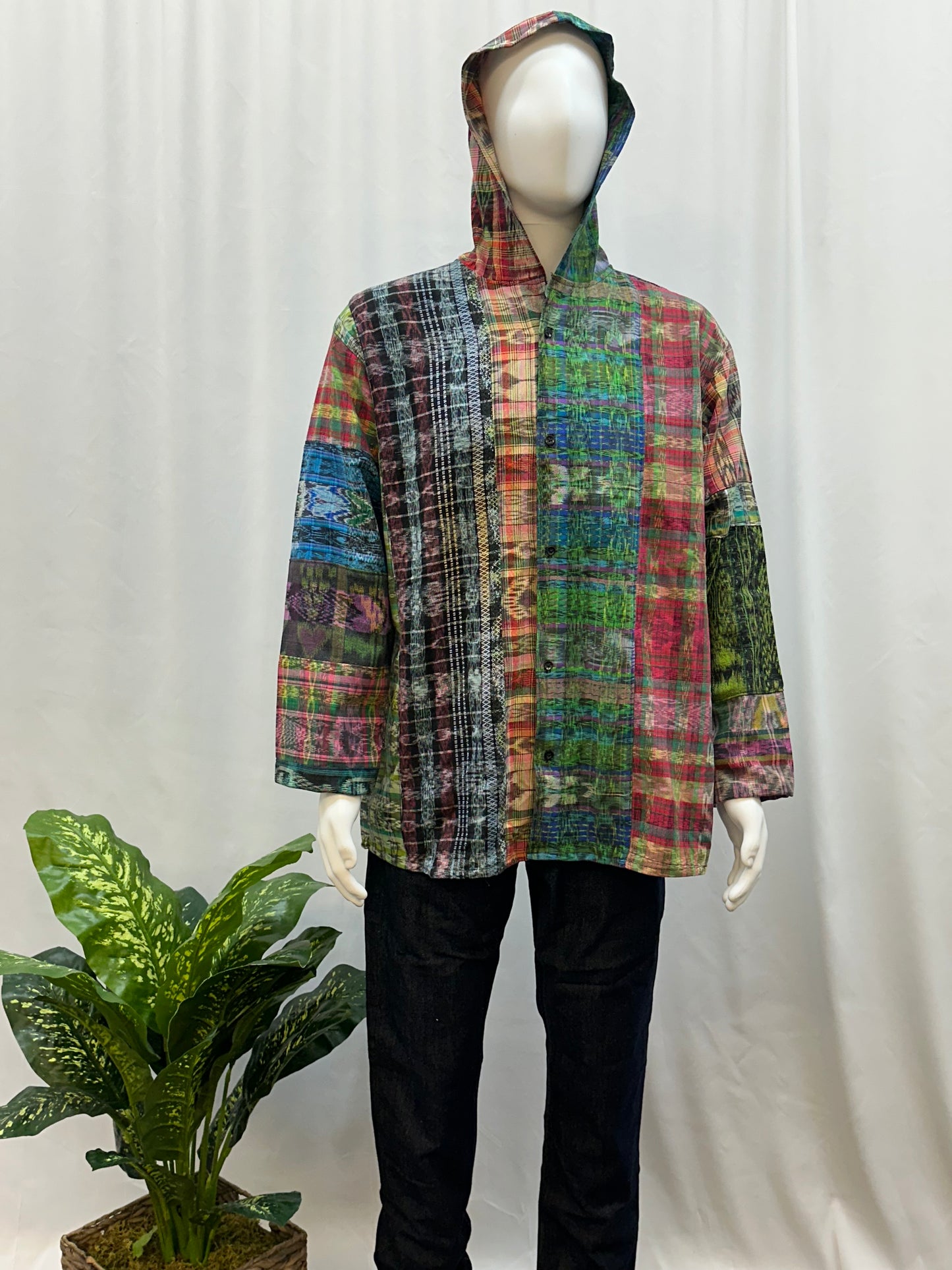 Guatemalan Textile Patchwork Hoodie Shirt