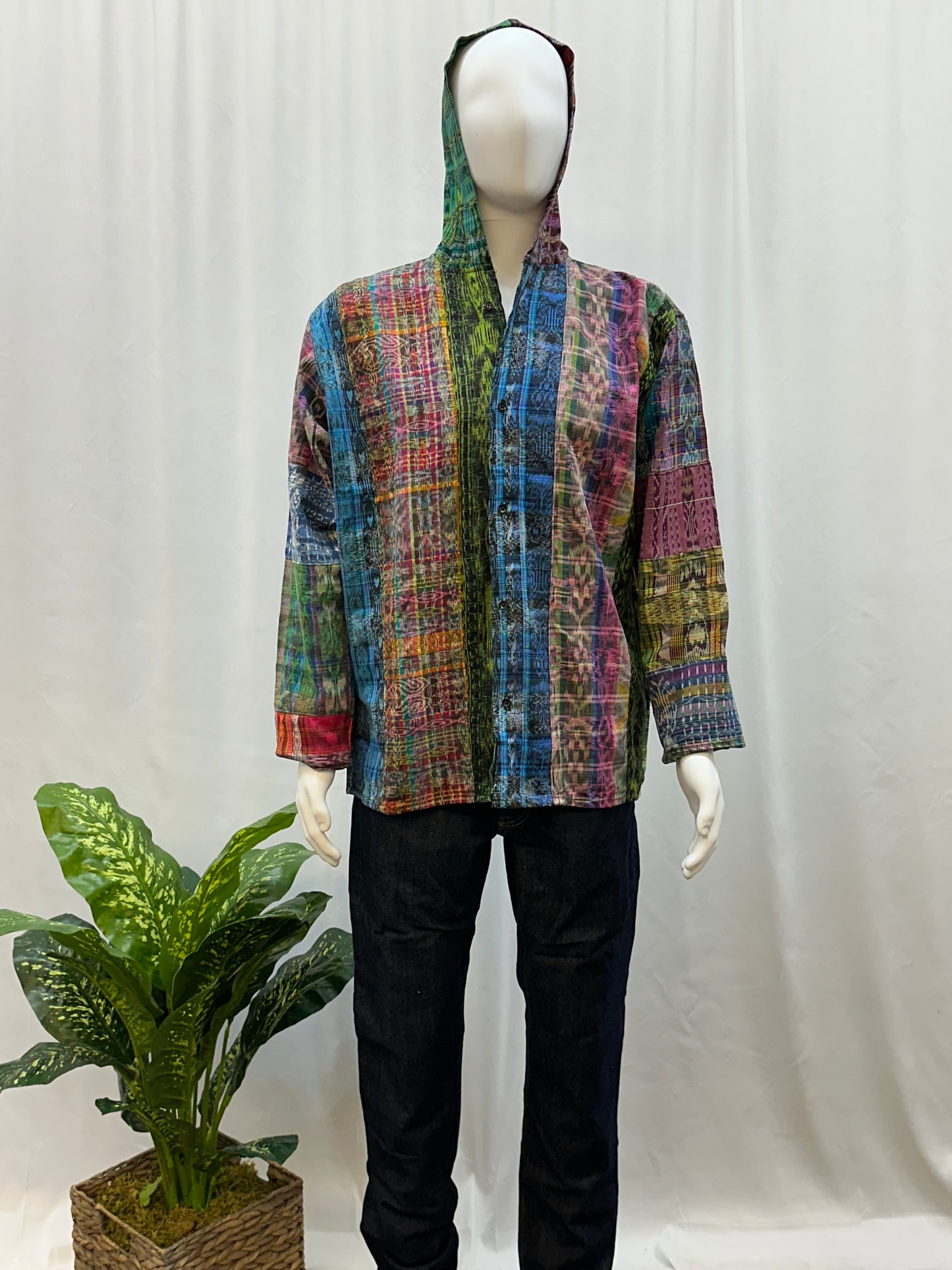 Guatemalan Textile Patchwork Hoddie Shirt