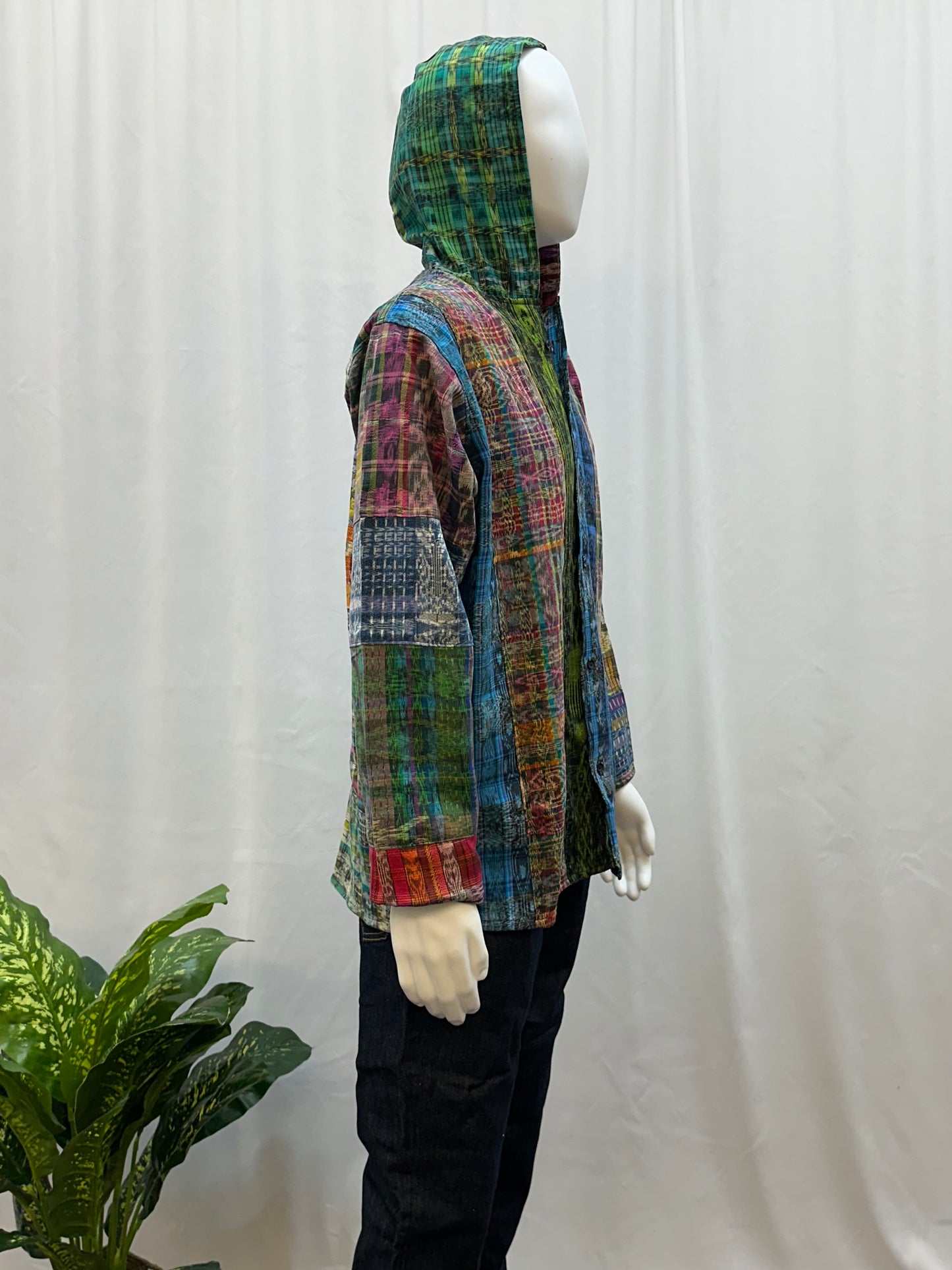 Guatemalan Textile Patchwork Hoddie Shirt