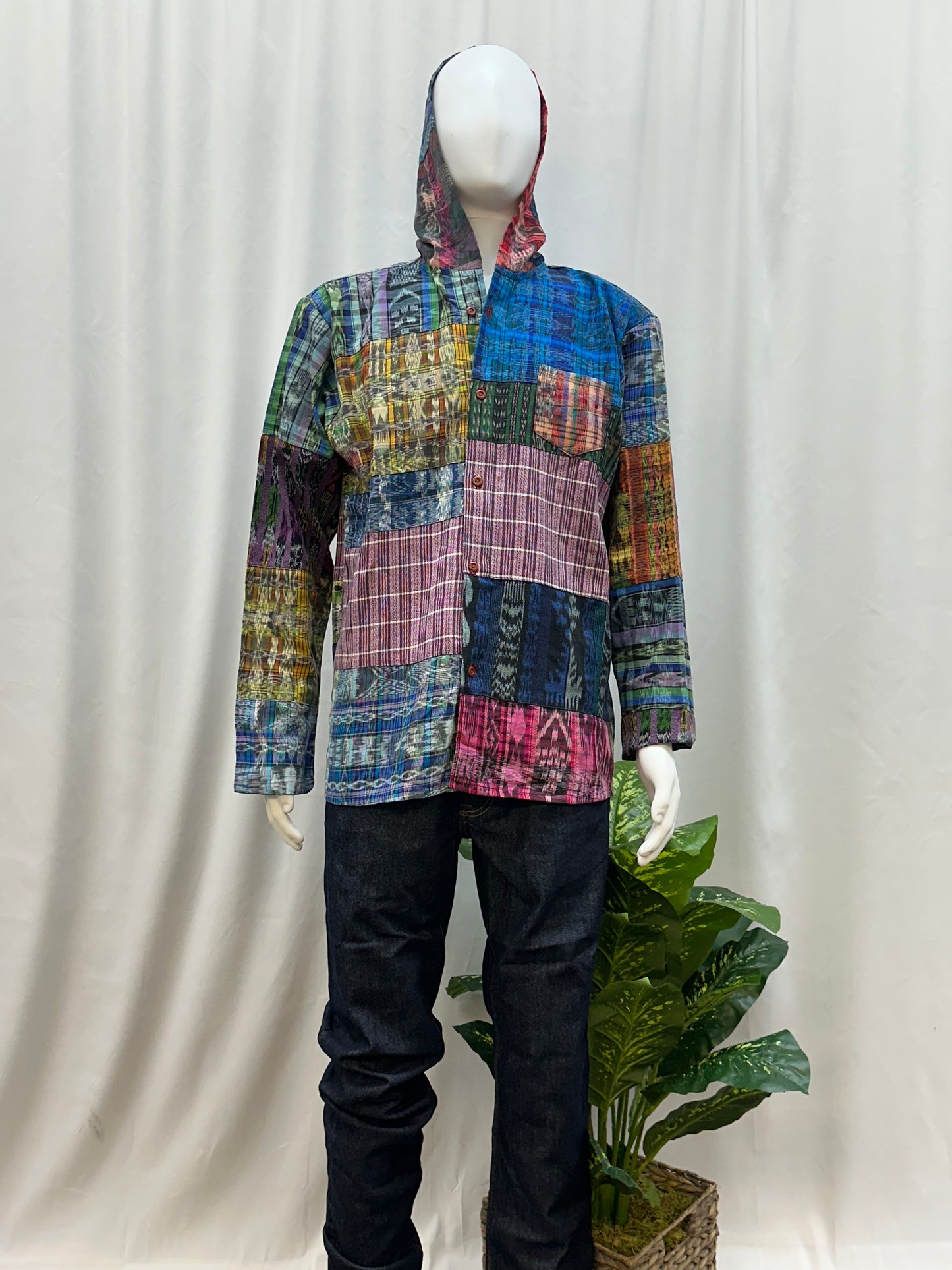 Guatemalan Textile Patchwork Hoddie Shirt