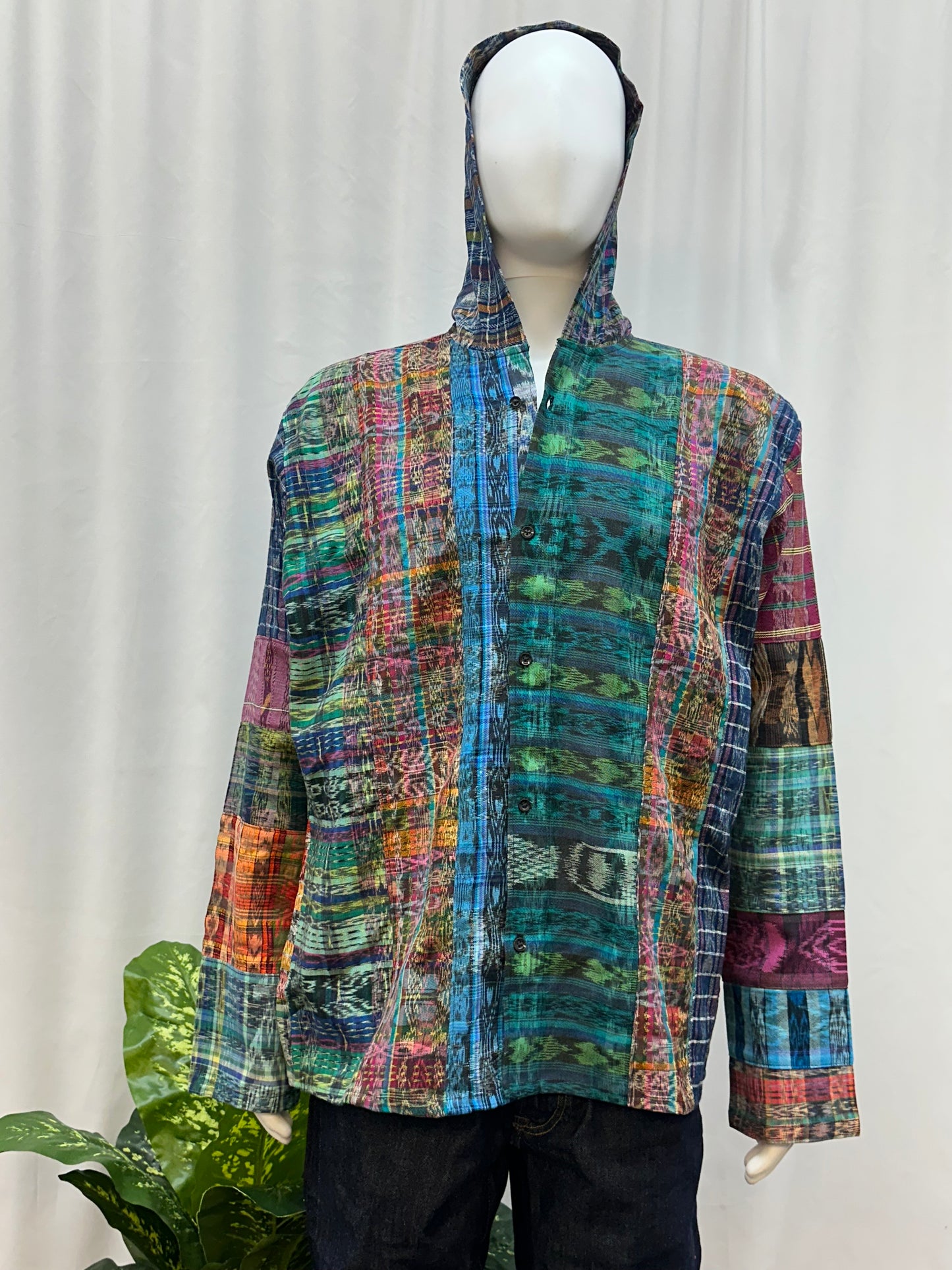 Guatemalan Textile Patchwork Hoddie Shirt
