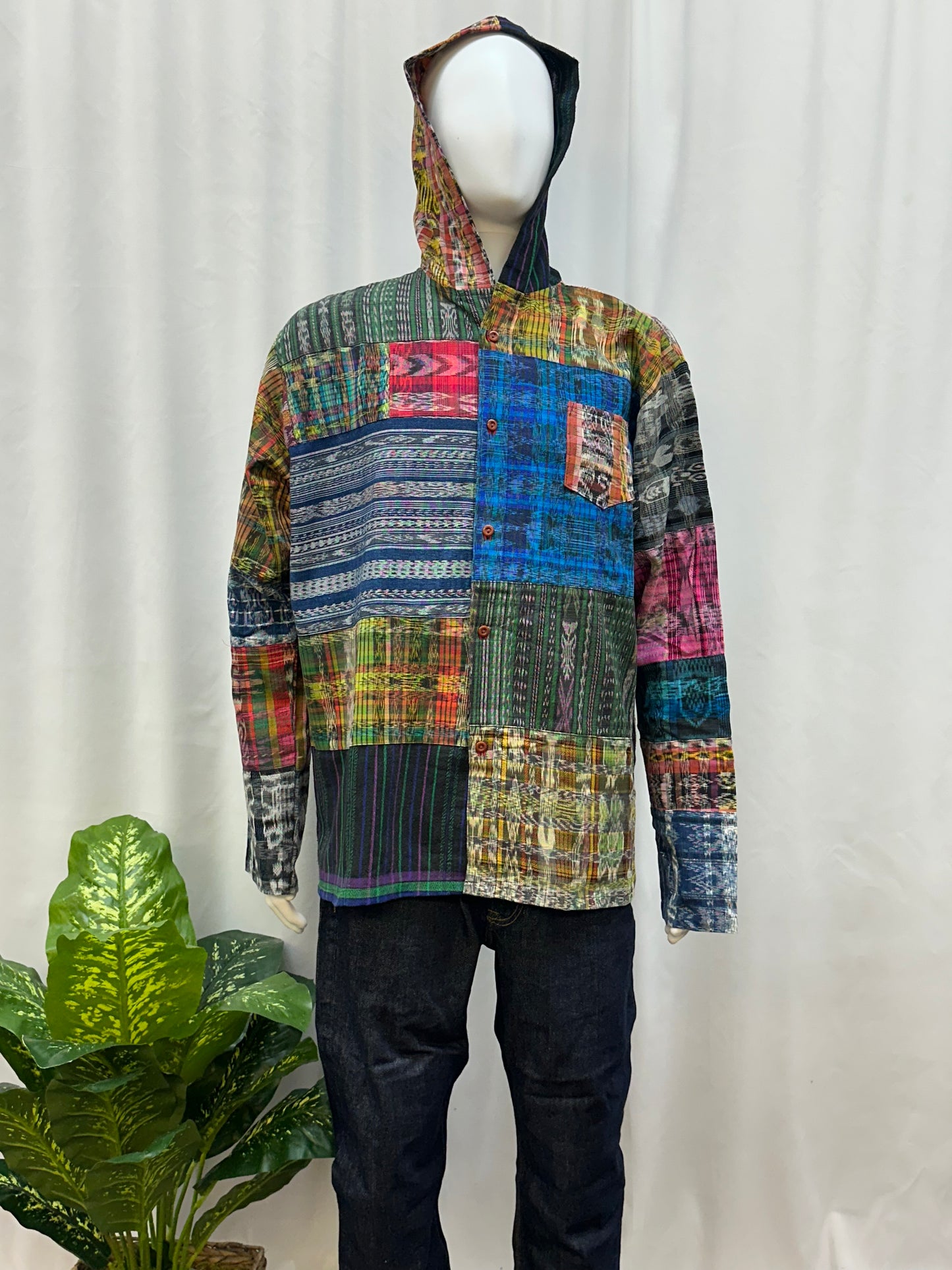 Guatemalan Textile Patchwork Hoodie Shirt