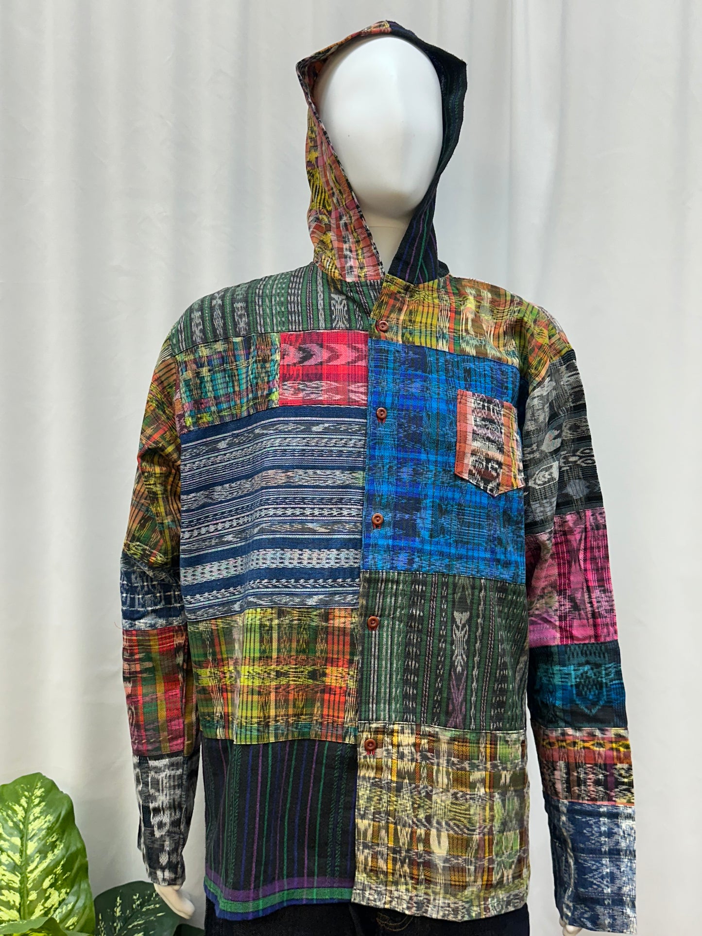 Guatemalan Textile Patchwork Hoodie Shirt
