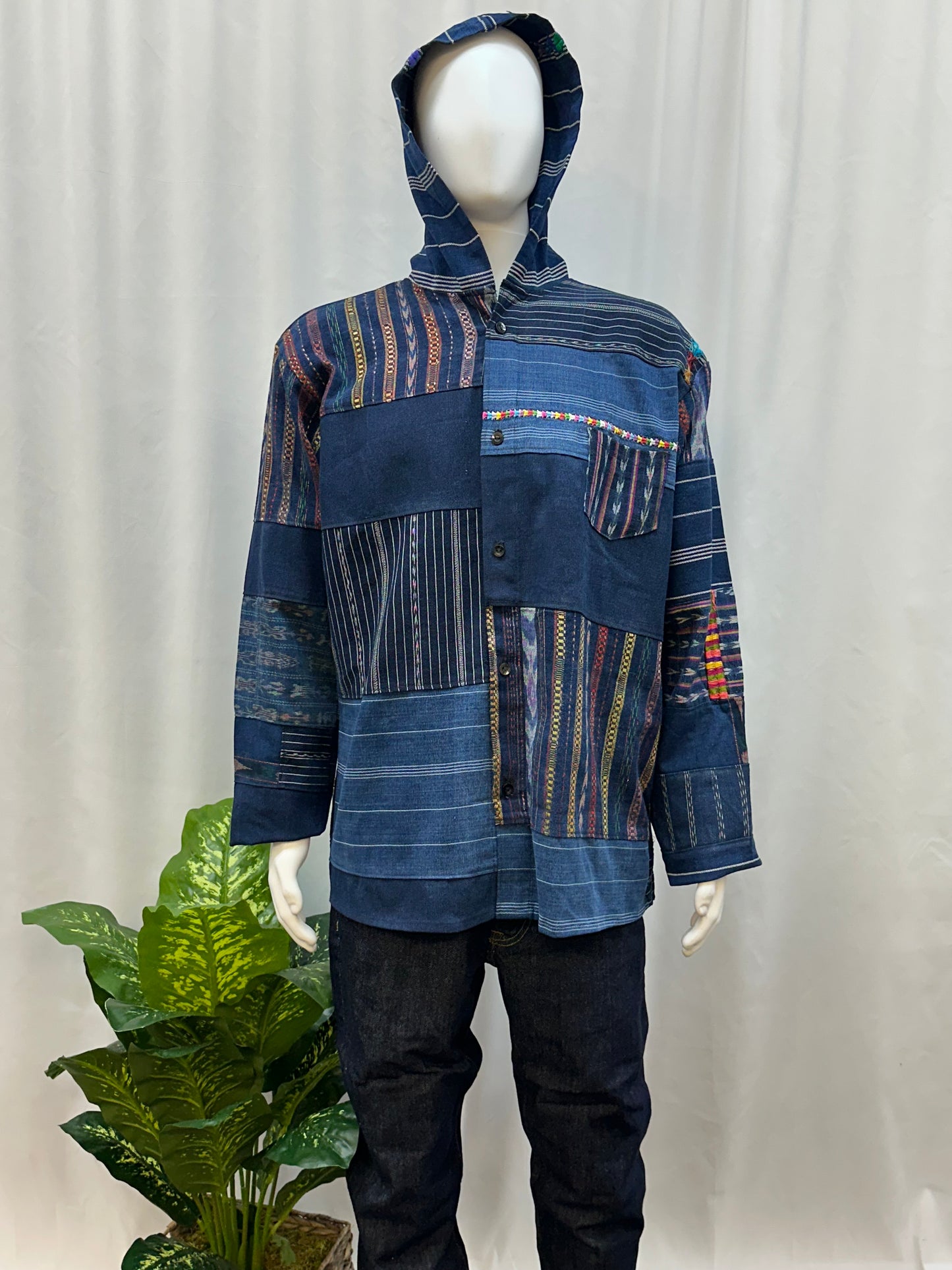 Guatemalan Textile Patchwork Hoddie Shirt