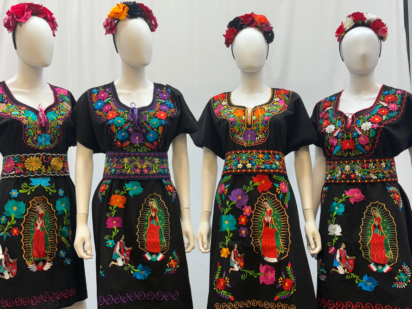 Women's Mexican Virgen de Guadalupe Embroidered Dress
