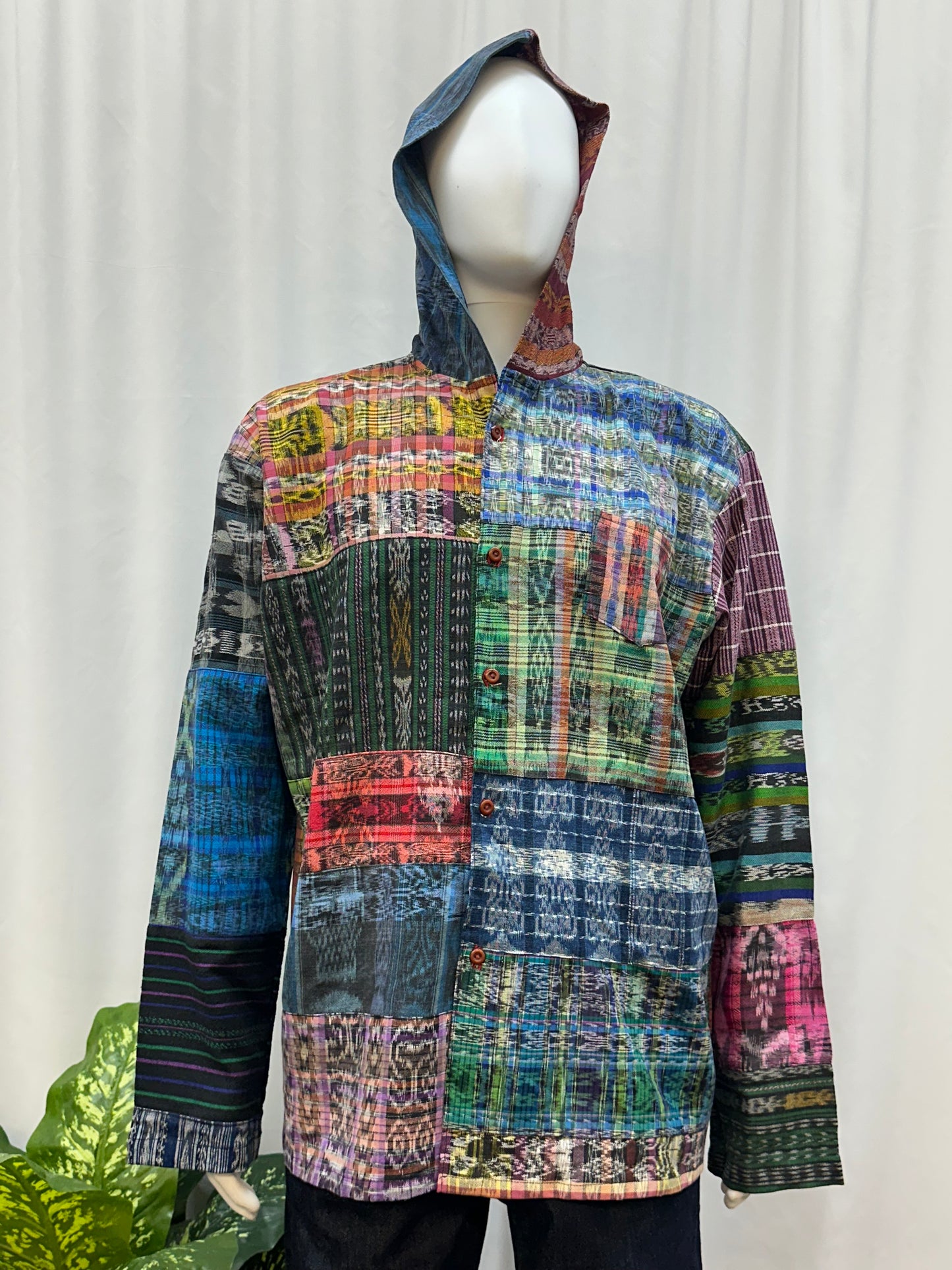Guatemalan Textile Patchwork Hoddie Shirt