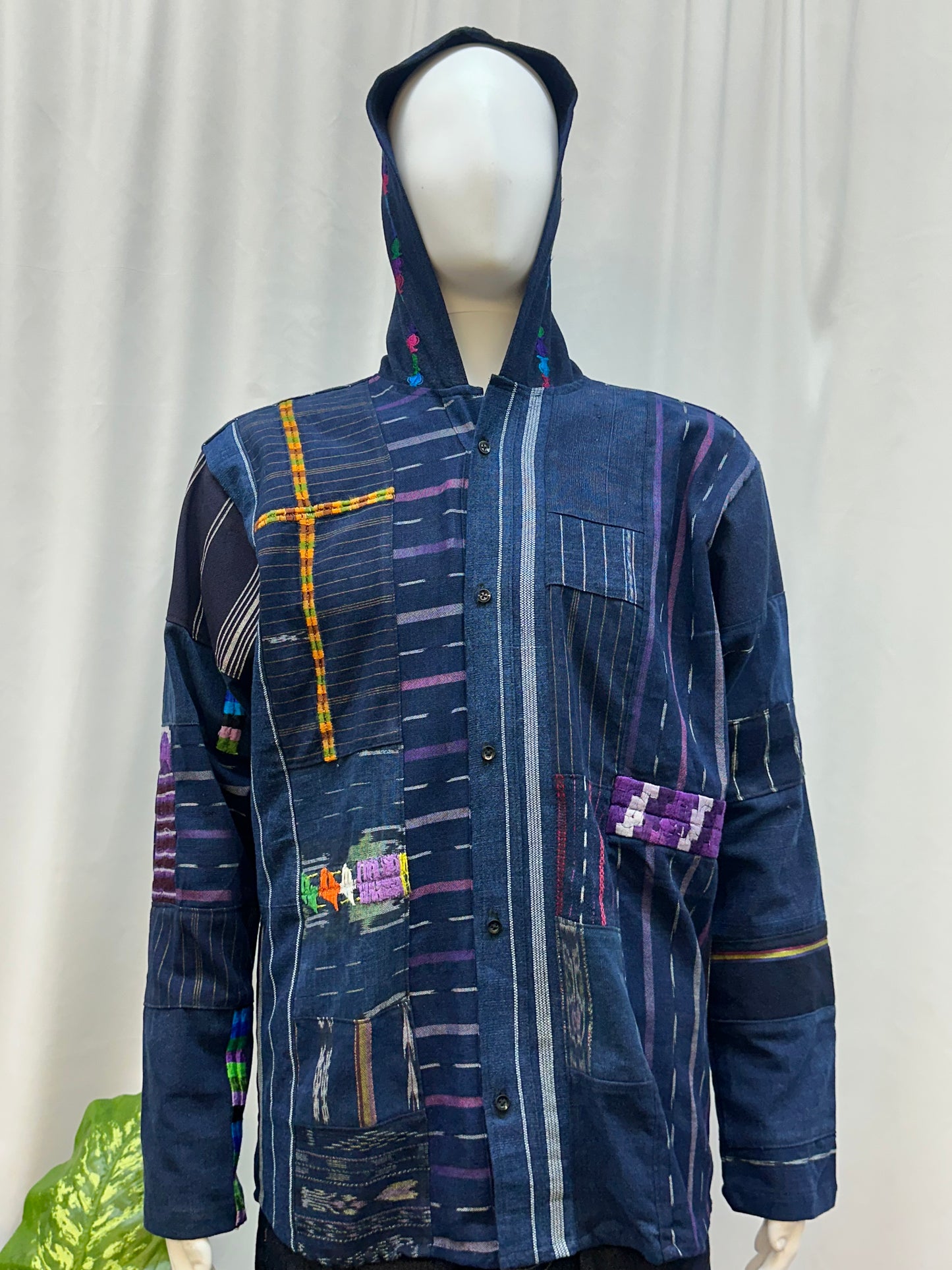 Guatemalan Textile Patchwork Hoddie Shirt