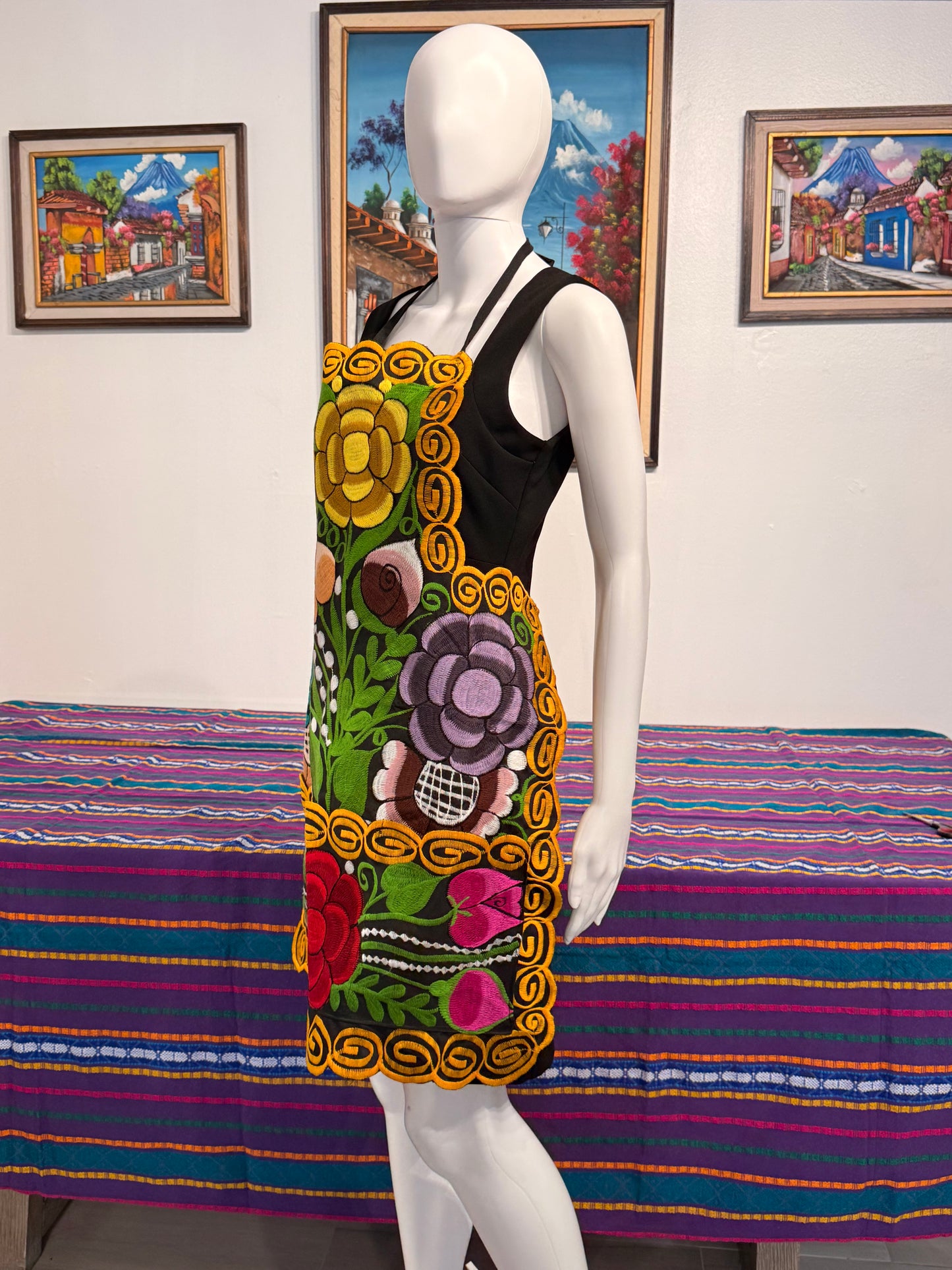 Women's Mexican Embroidered Floral Apron