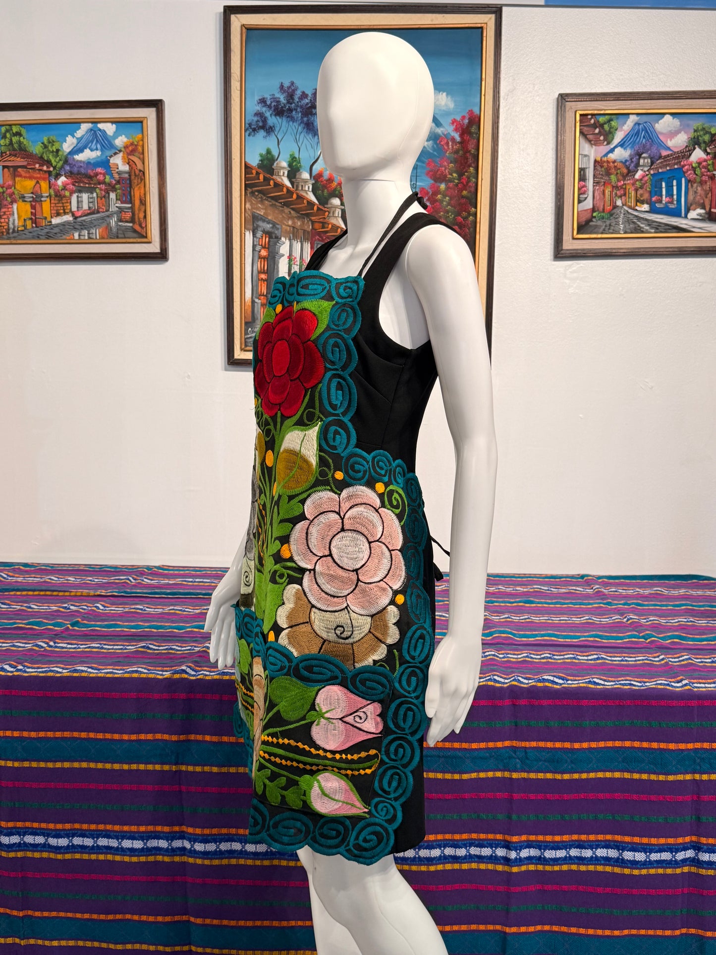 Women's Mexican Embroidered Floral Apron
