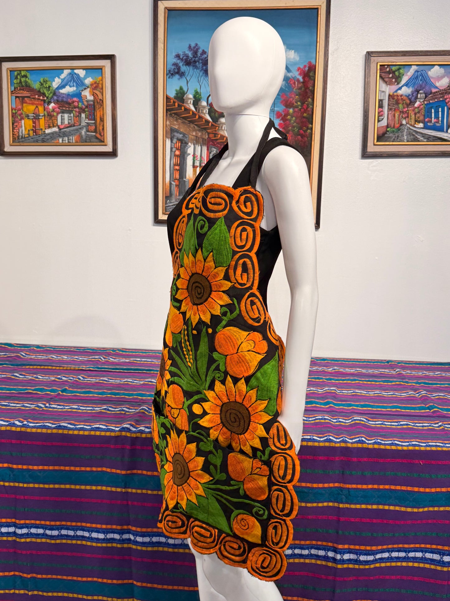 Women's Mexican Embroidered Floral Apron