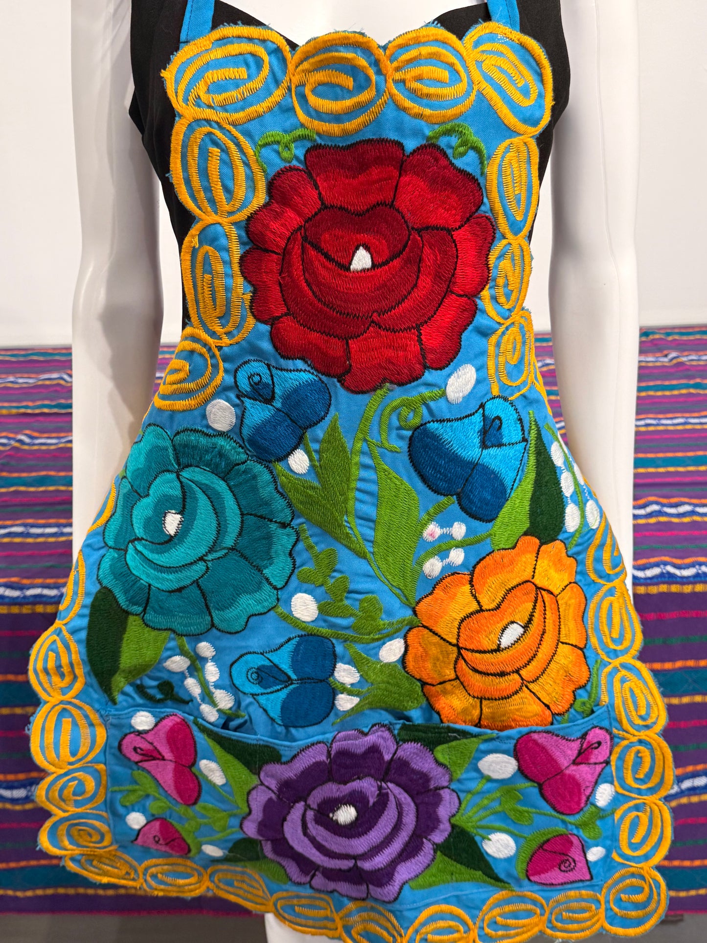 Women's Mexican Embroidered Floral Apron