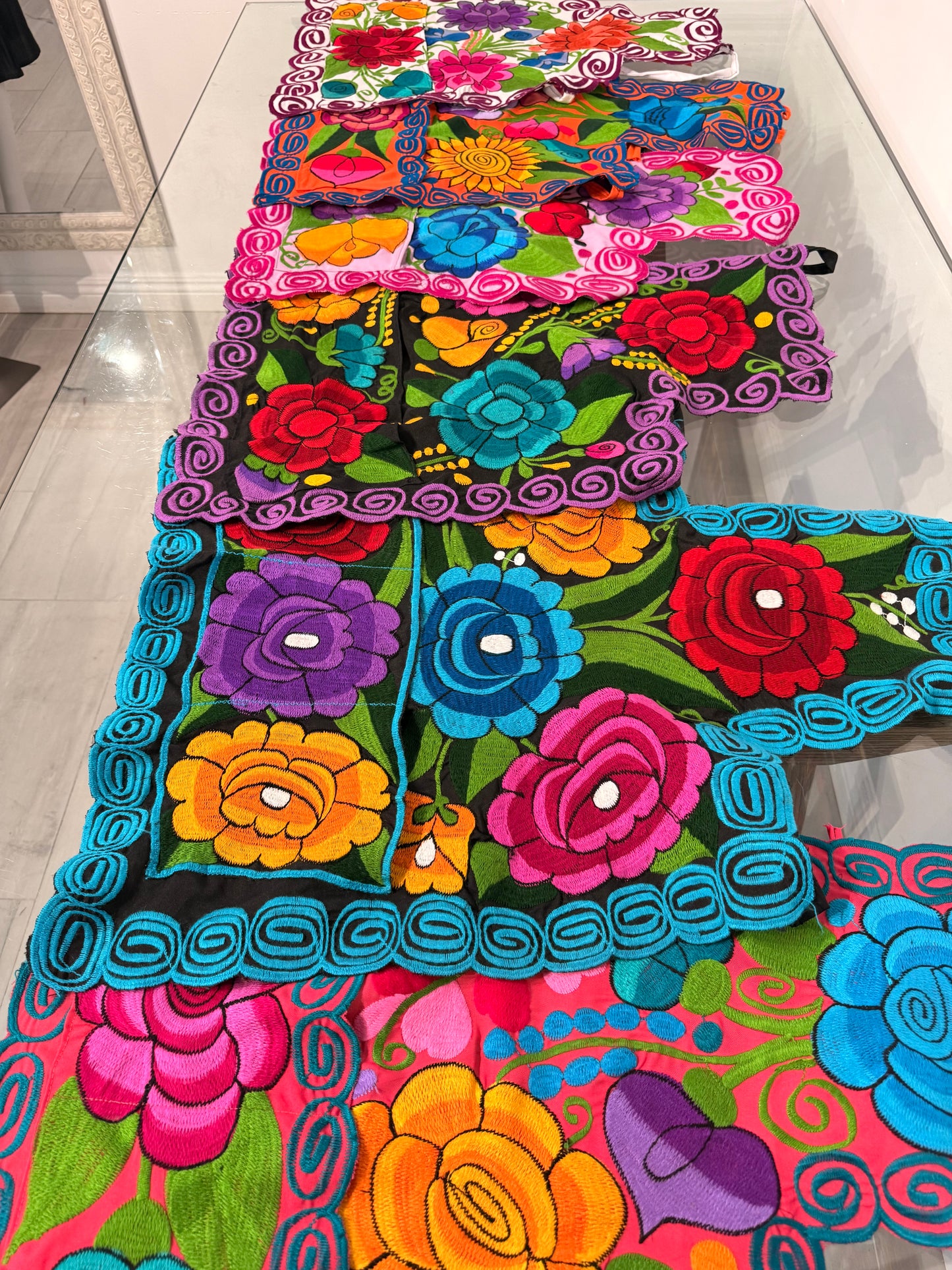 Women's Mexican Embroidered Rose Apron