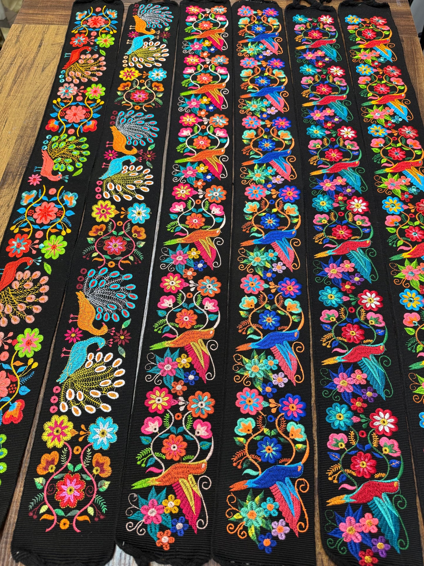 Women's Embroidered Peacock and Hummingbird Belts
