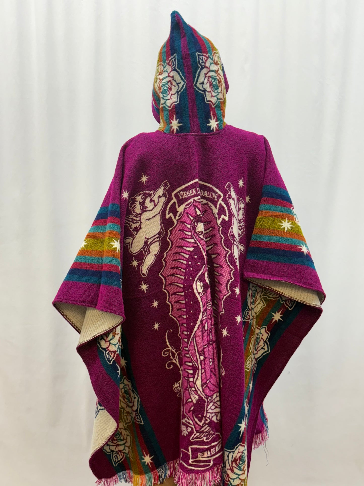 Women's Virgin of Guadalupe Alpaca Wool Hooded Poncho