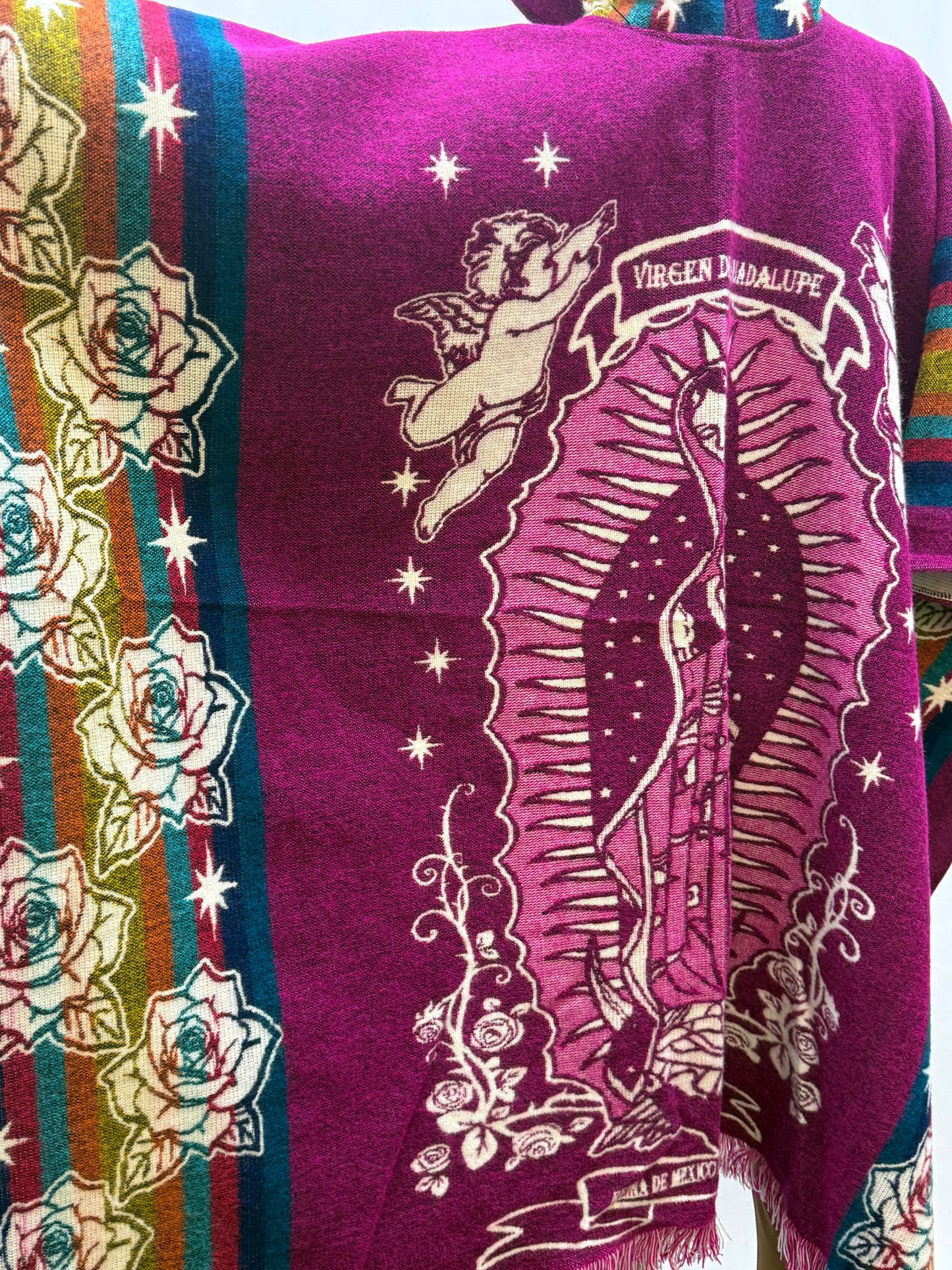Women's Virgin of Guadalupe Alpaca Wool Hooded Poncho