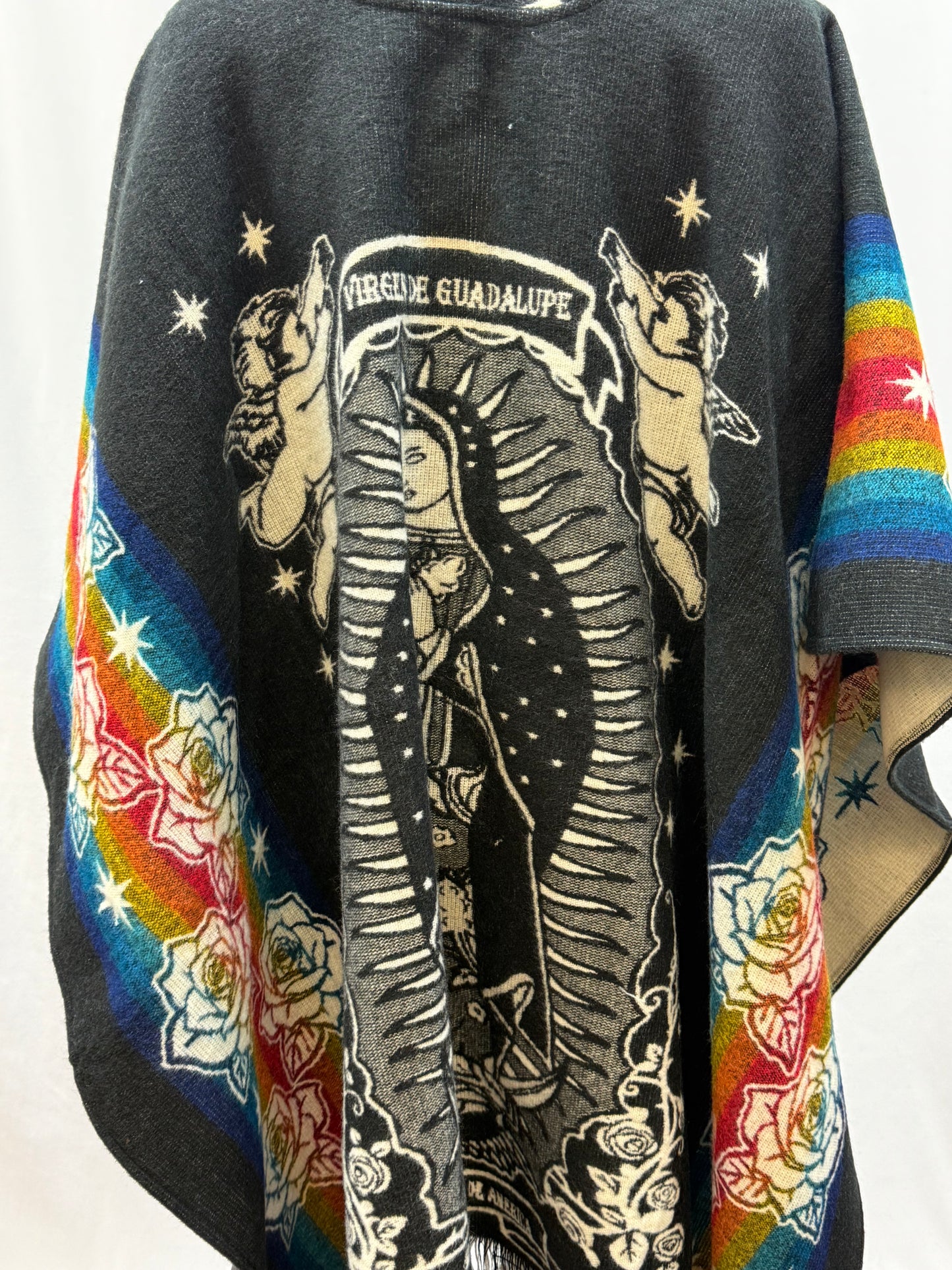 Women's Virgin of Guadalupe Alpaca Wool Hooded Poncho