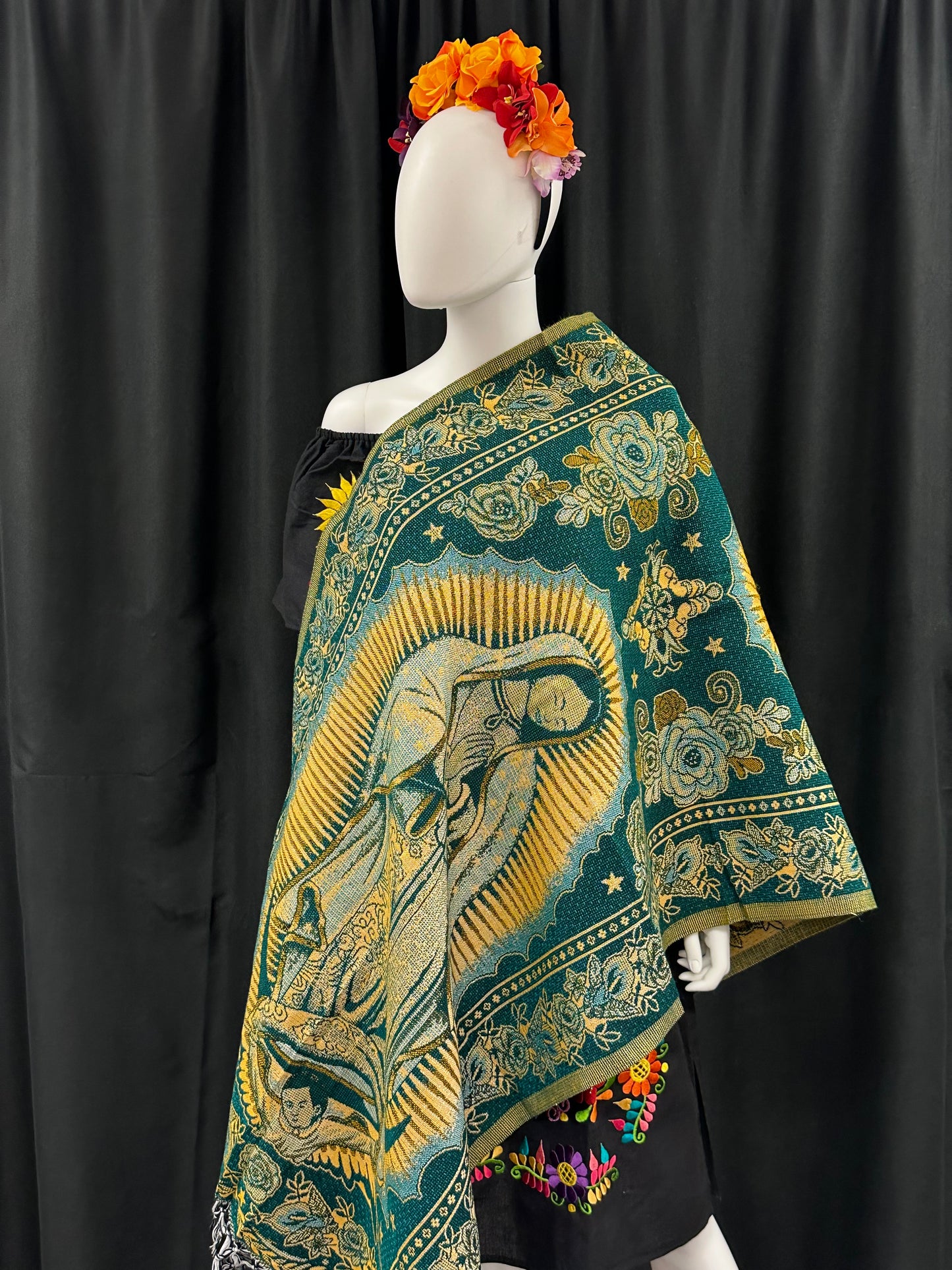 Women's Mexican Virgin of Guadalupe Shawl