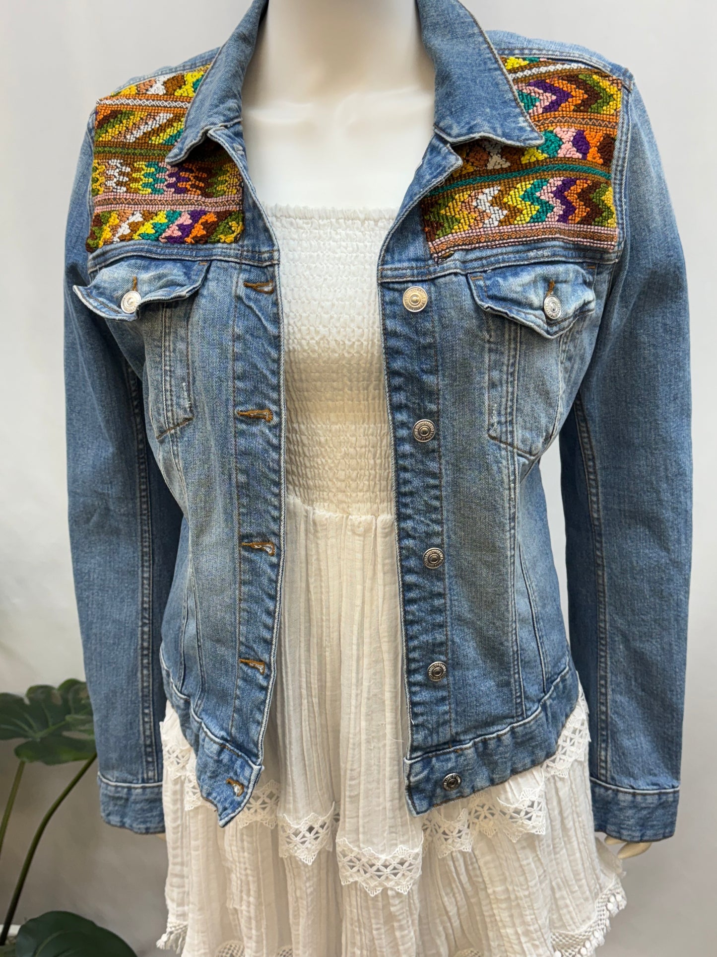 Women's Embroidered Guatemalan Jean Jacket