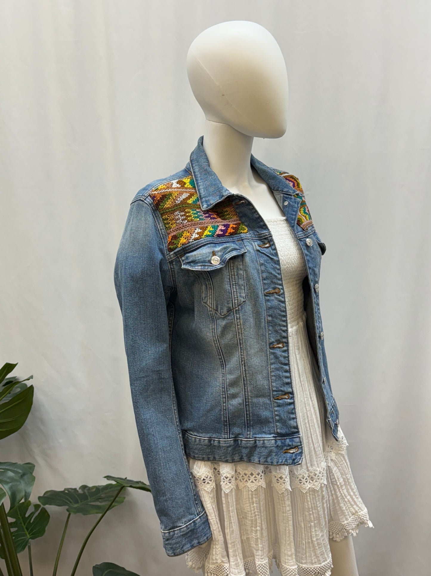 Women's Embroidered Guatemalan Jean Jacket