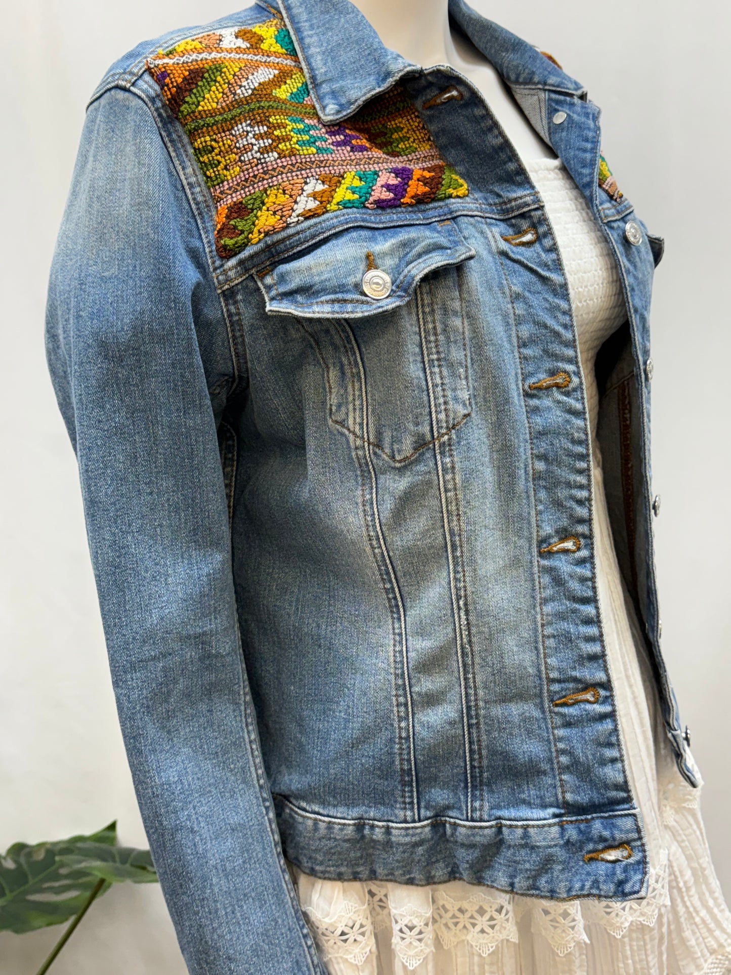 Women's Embroidered Guatemalan Jean Jacket