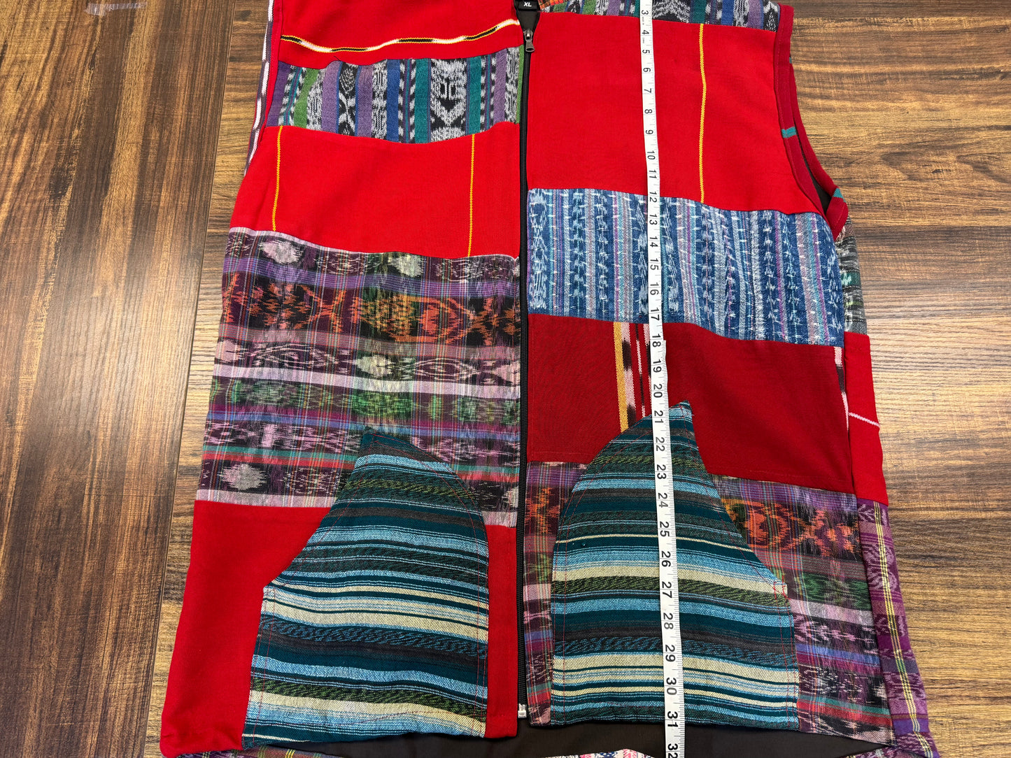 Men's Hand Woven Hoodie Patchwork Guatemalan Vest