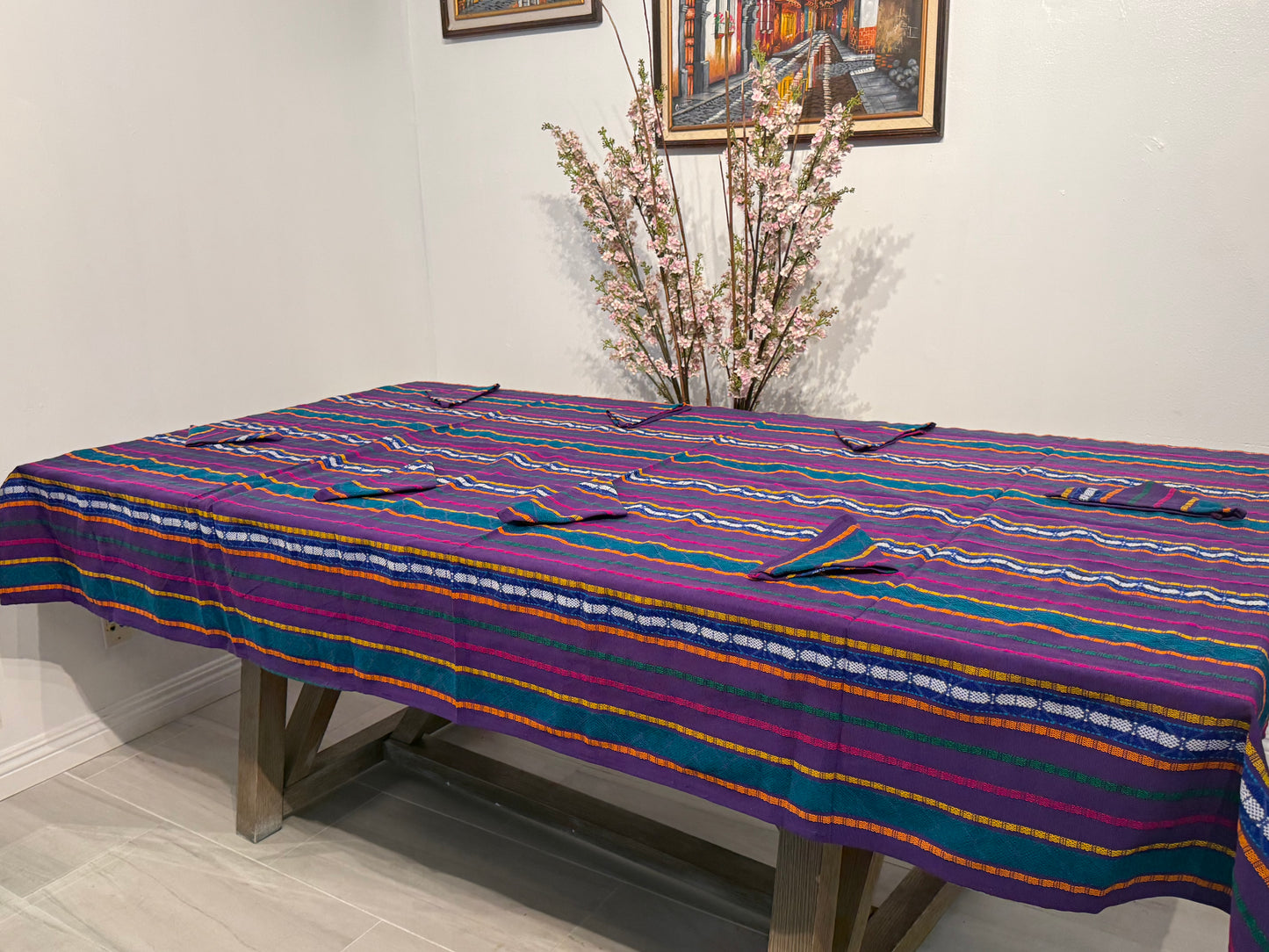 Handwoven Guatemalan Table Cover with Napkins