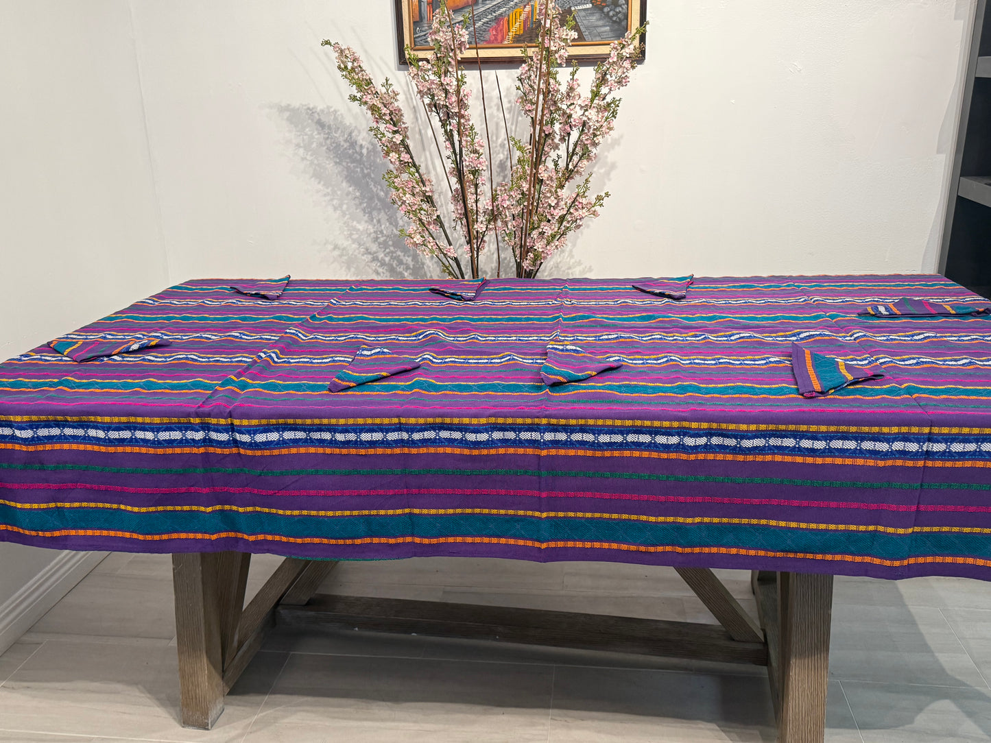 Handwoven Guatemalan Table Cover with Napkins
