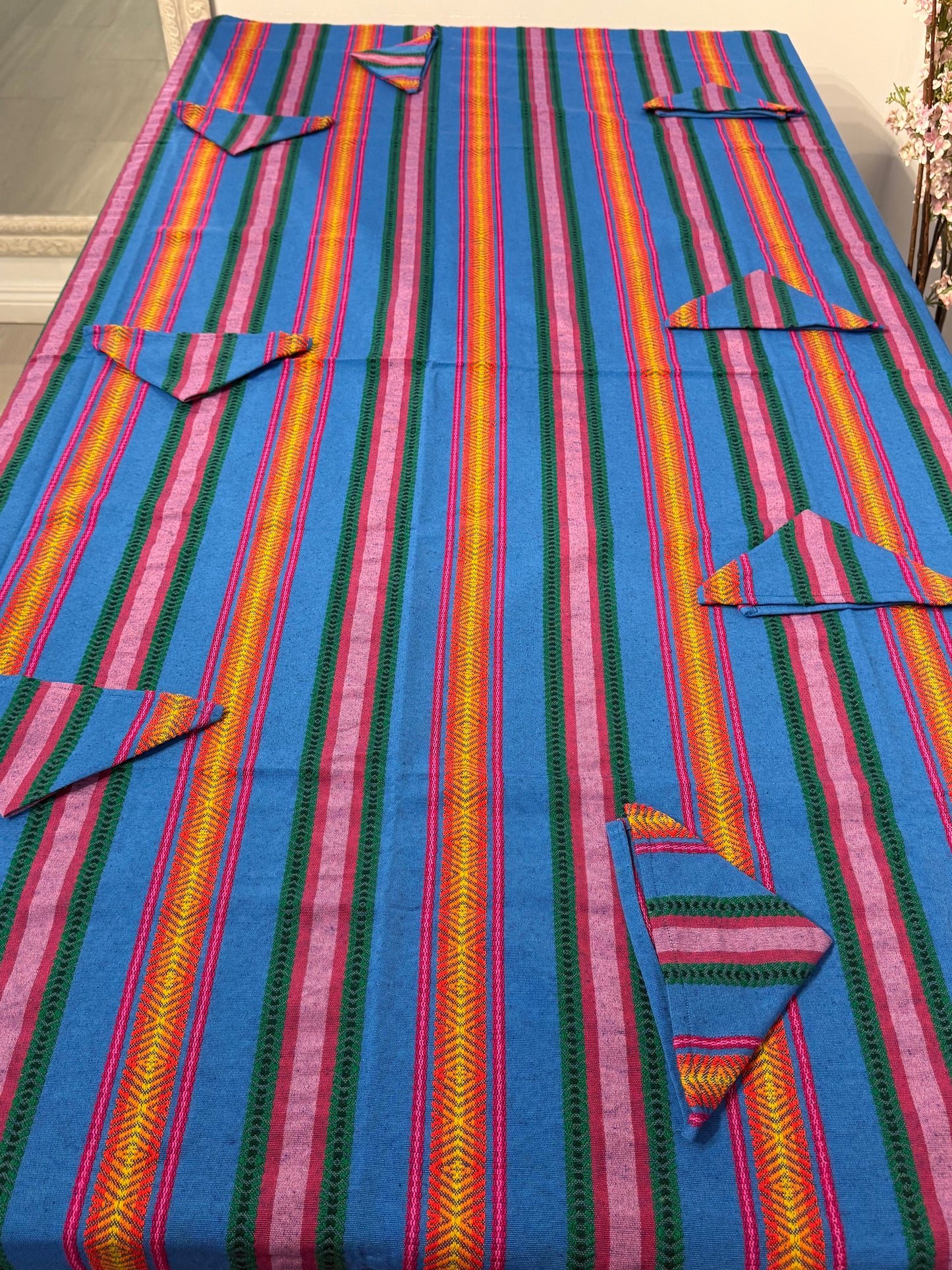 Handwoven Guatemalan Table Cover with Napkins