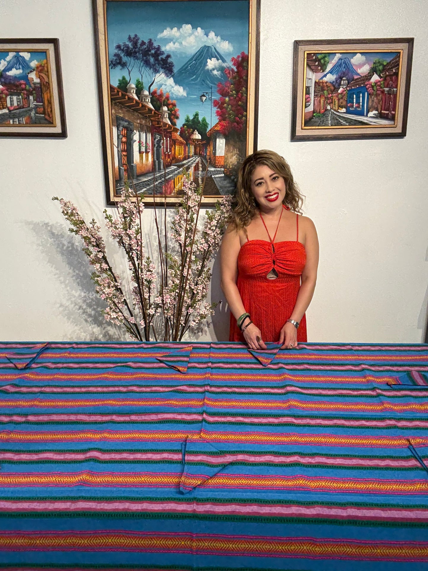 Handwoven Guatemalan Table Cover with Napkins