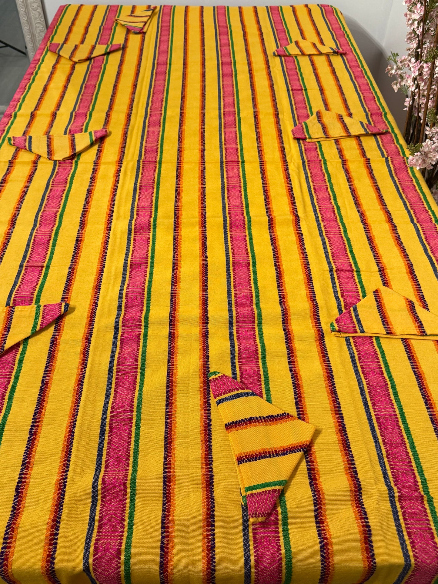 Handwoven Guatemalan Table Cover with Napkins