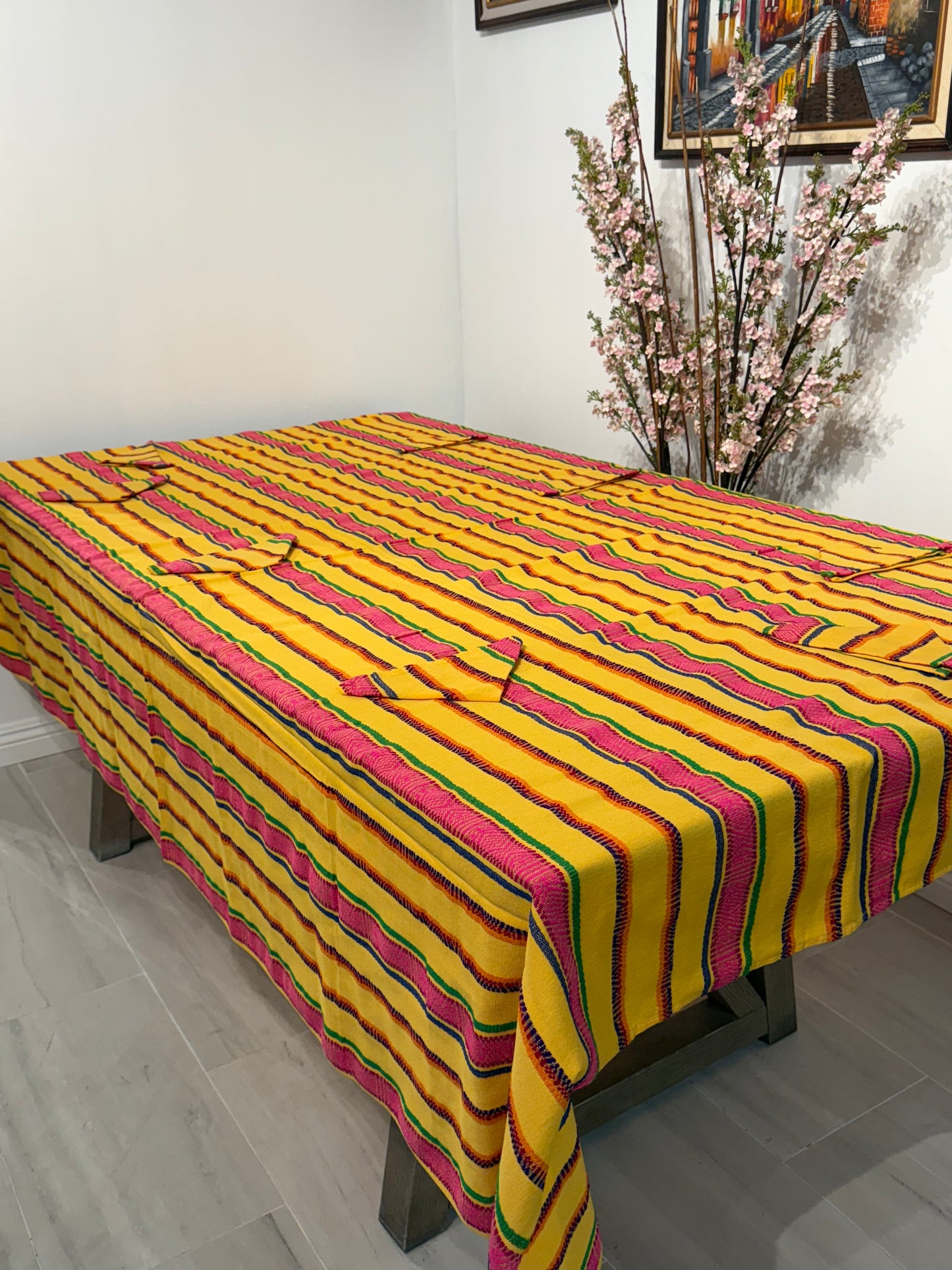 Handwoven Guatemalan Table Cover with Napkins