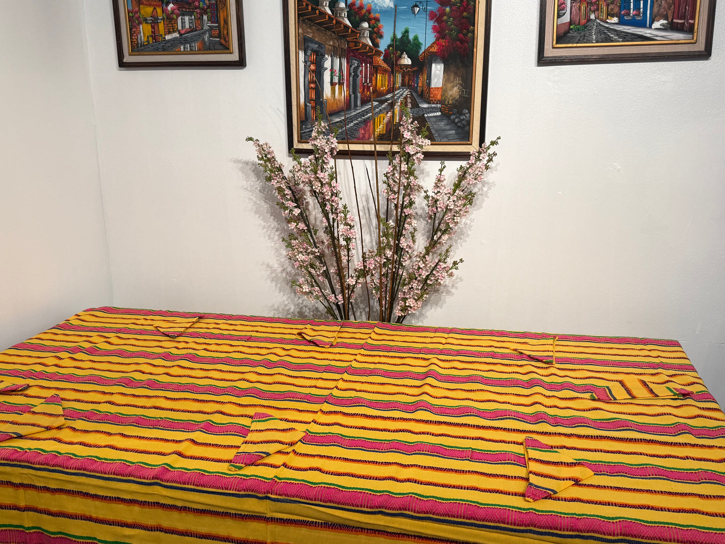 Handwoven Guatemalan Table Cover with Napkins