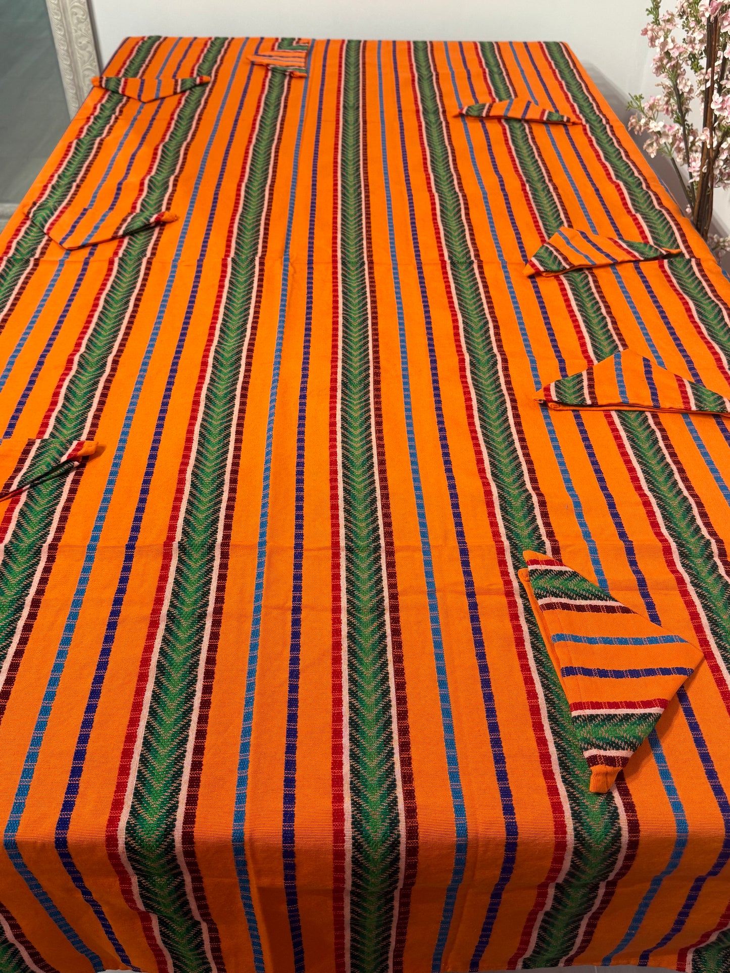Handwoven Guatemalan Table Cover with Napkins
