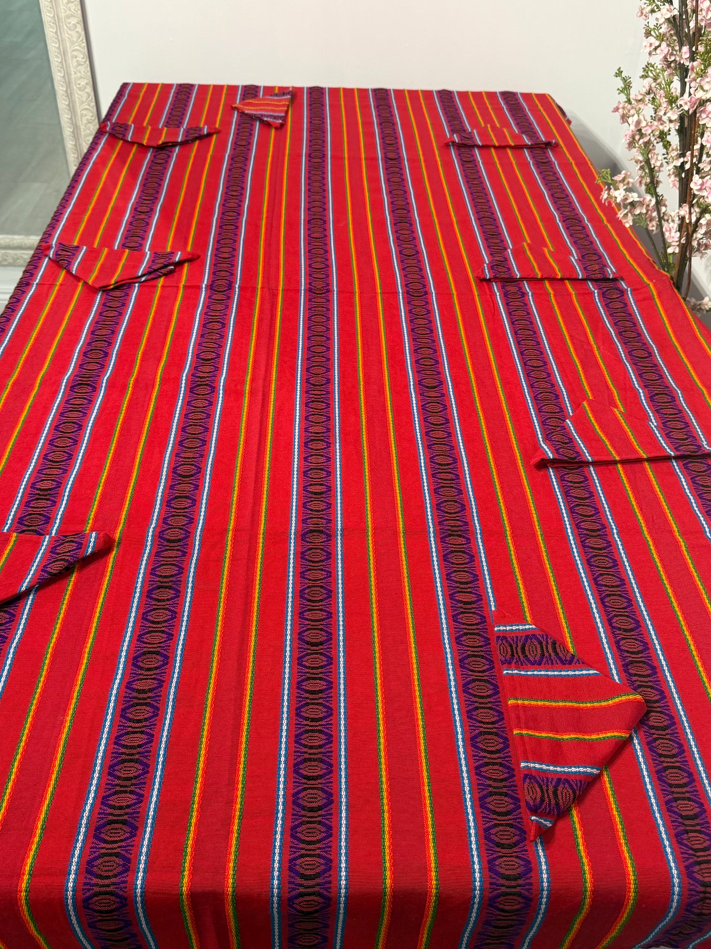 Handwoven Guatemalan Table Cover with Napkins