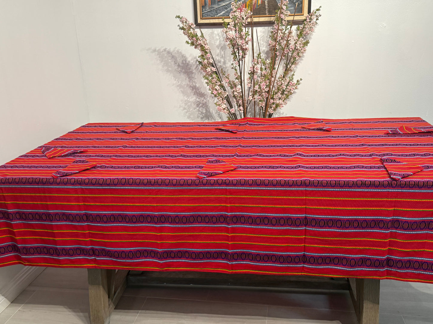 Handwoven Guatemalan Table Cover with Napkins