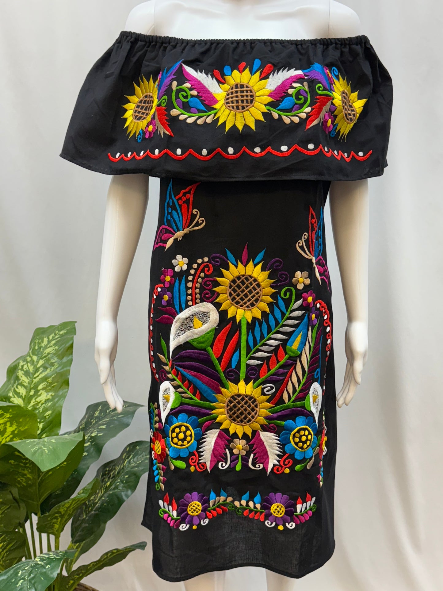 Women's Mexican Sunflower Off the shoulder Dress
