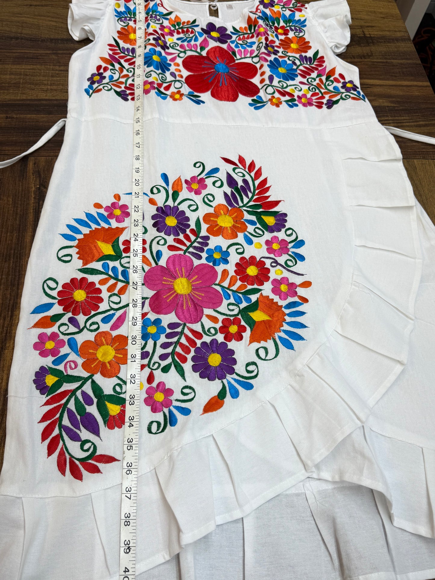 Women's Mexican Embroidered Dress with Slit