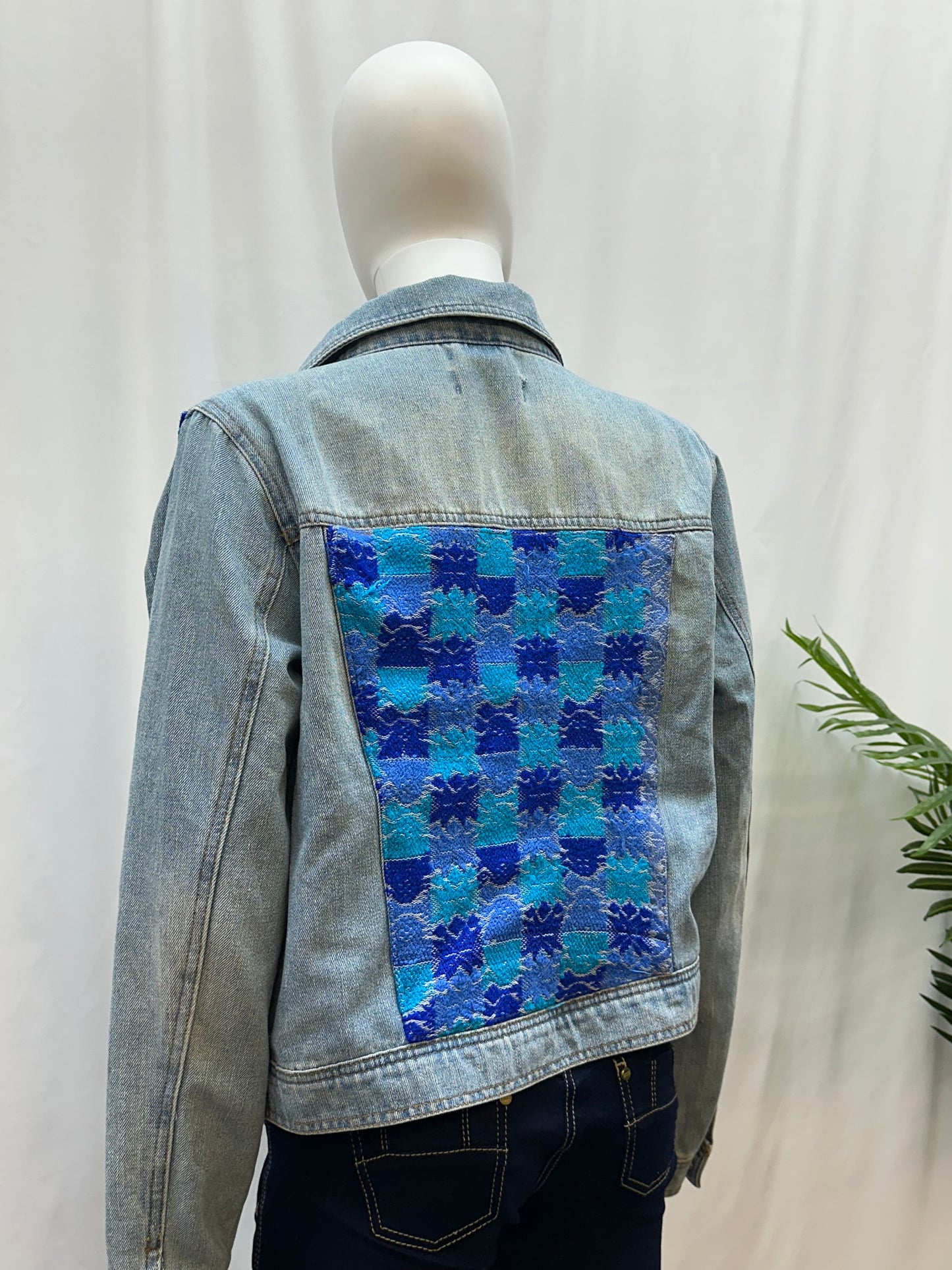 Guatemalan Embroidered Textile Jean Jacket