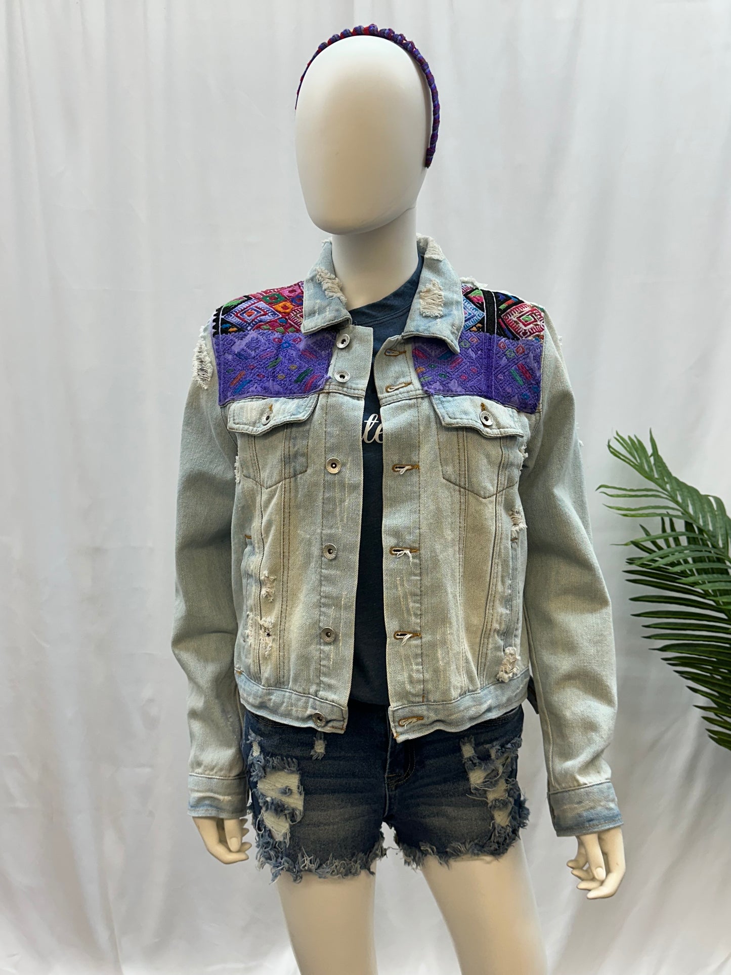 Guatemalan Textile Ombre Jean Jacket