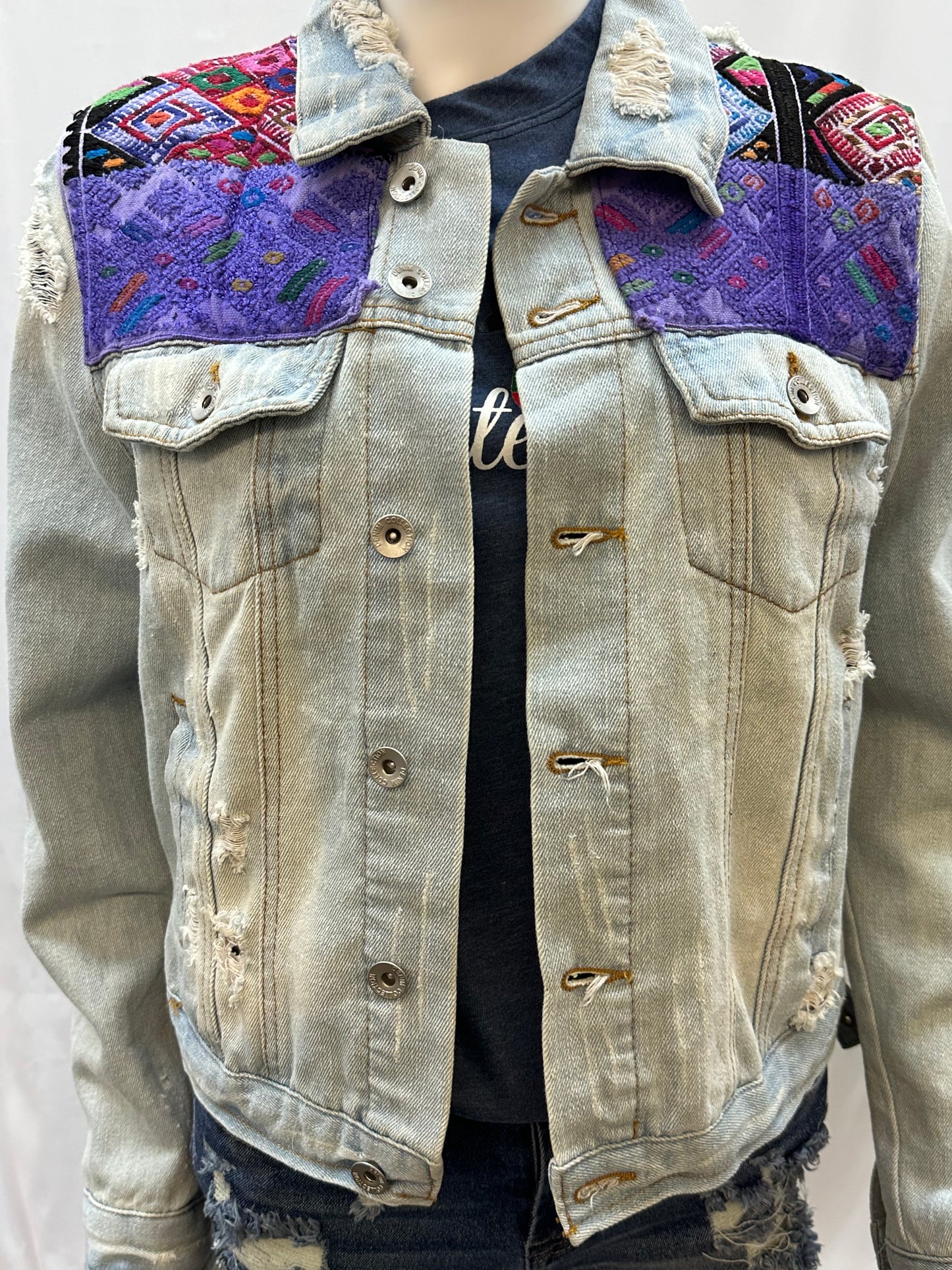 Guatemalan Textile Ombre Jean Jacket