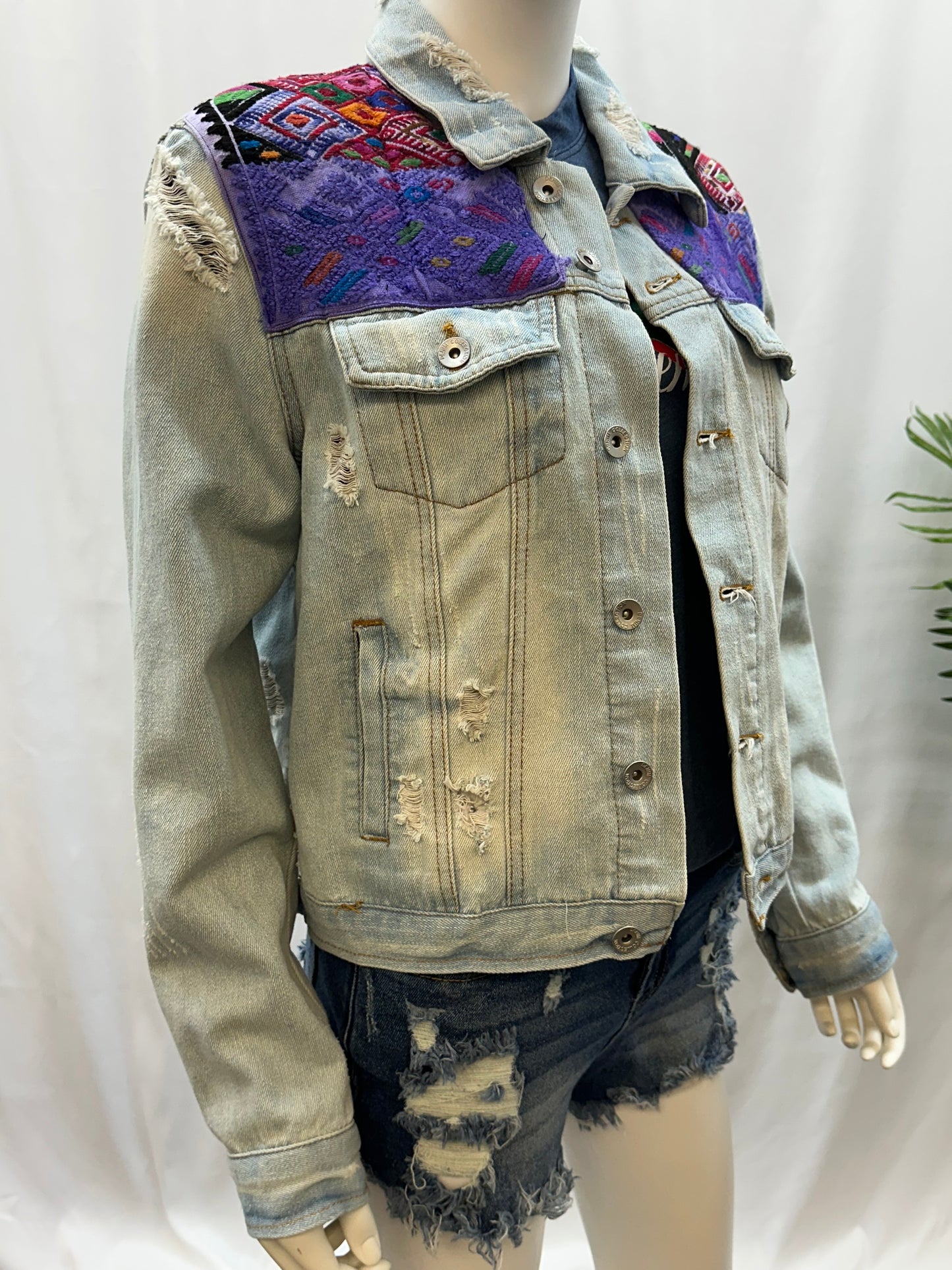 Guatemalan Textile Ombre Jean Jacket