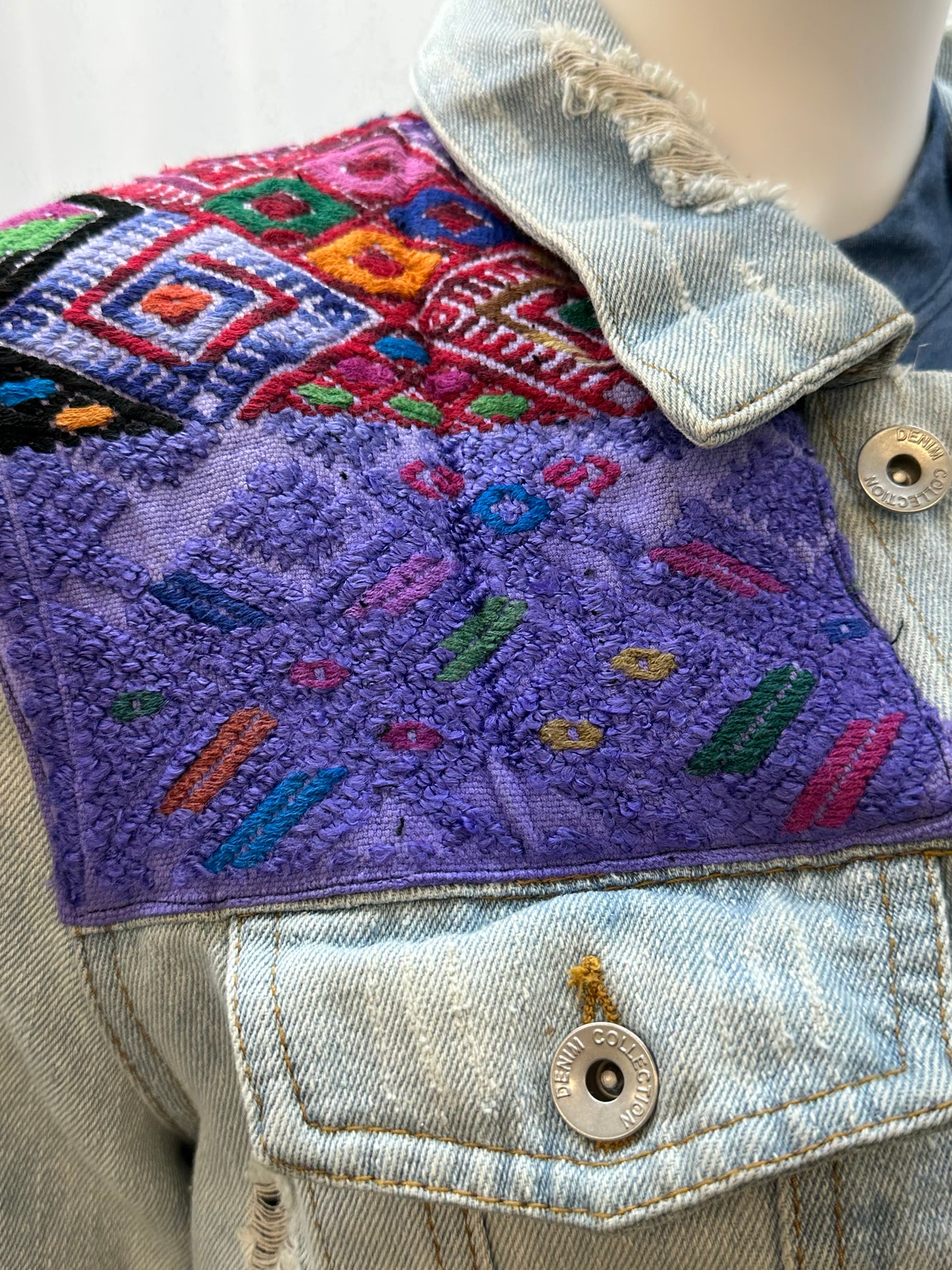 Guatemalan Textile Ombre Jean Jacket