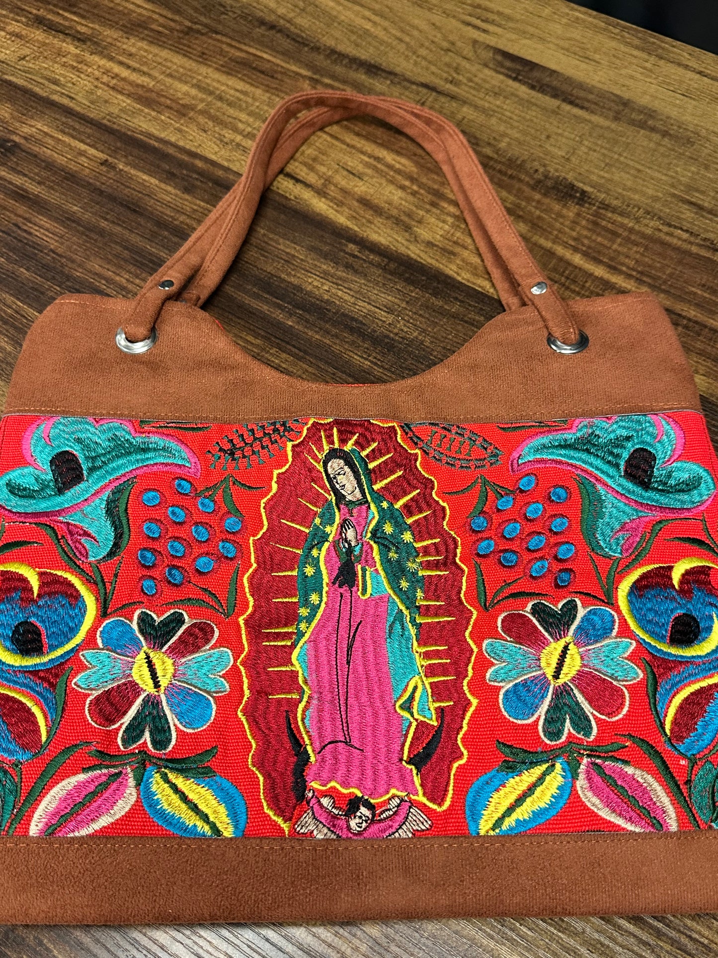Embroidered Virgen de Guadalupe Purse